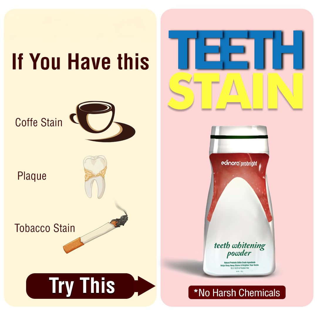 EDINORA Probright Natural Teeth Whitening Powder ( 80. GM ) PACK 2