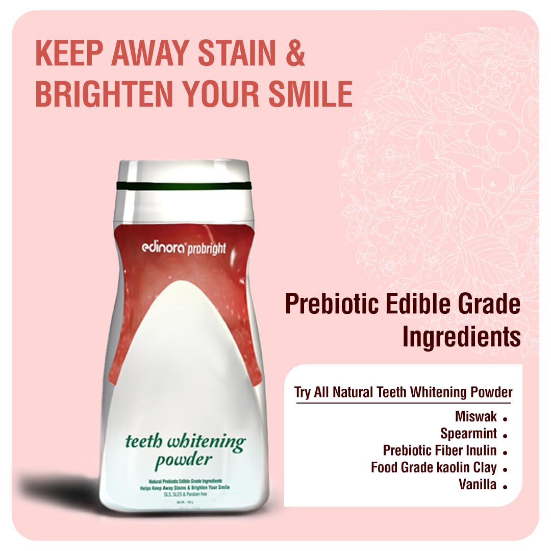 EDINORA Probright Natural Teeth Whitening Powder ( 80. GM ) PACK 2
