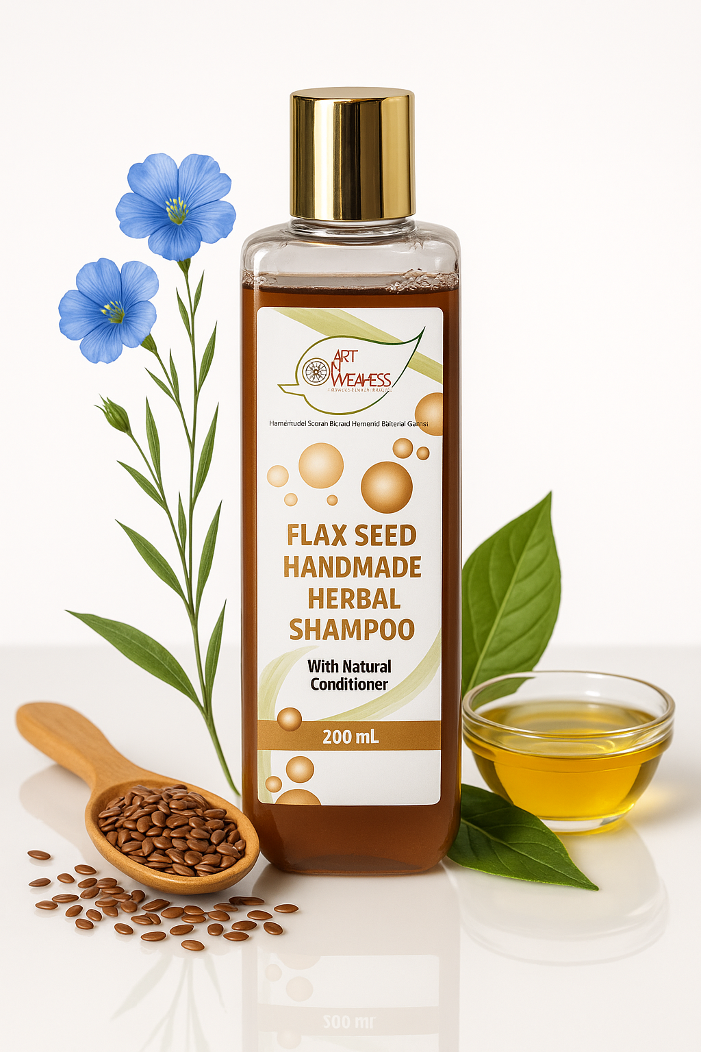 A N W AYURVEDIC HERBAL FLAX SEED GEL EXTRACT SHAMPOO SLES BASED( 200.ML )