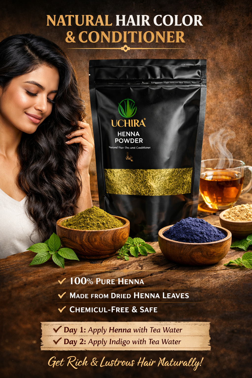 UCHIRA HENNA POWDER 100.GM PACK 2