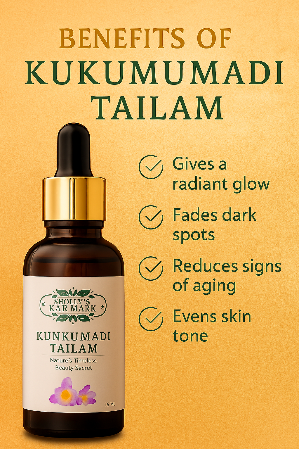 KARMARK Premium Kumkumadi Thailam ( 25% Extra Saffron & Goat Milk ) AYURVEDIC FACE SERUM