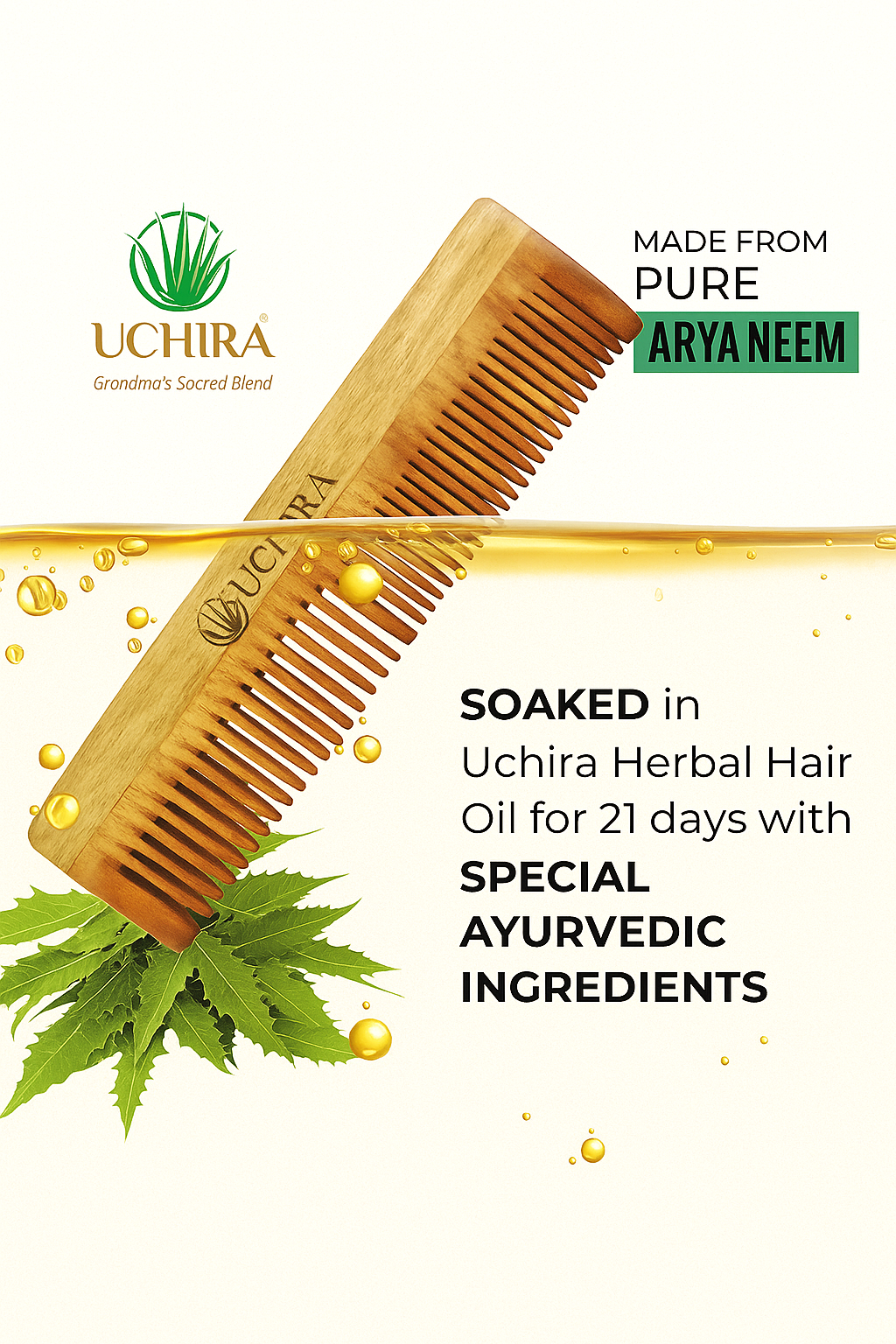 UCHIRA HERBAL OIL TREATED NEEM COMB