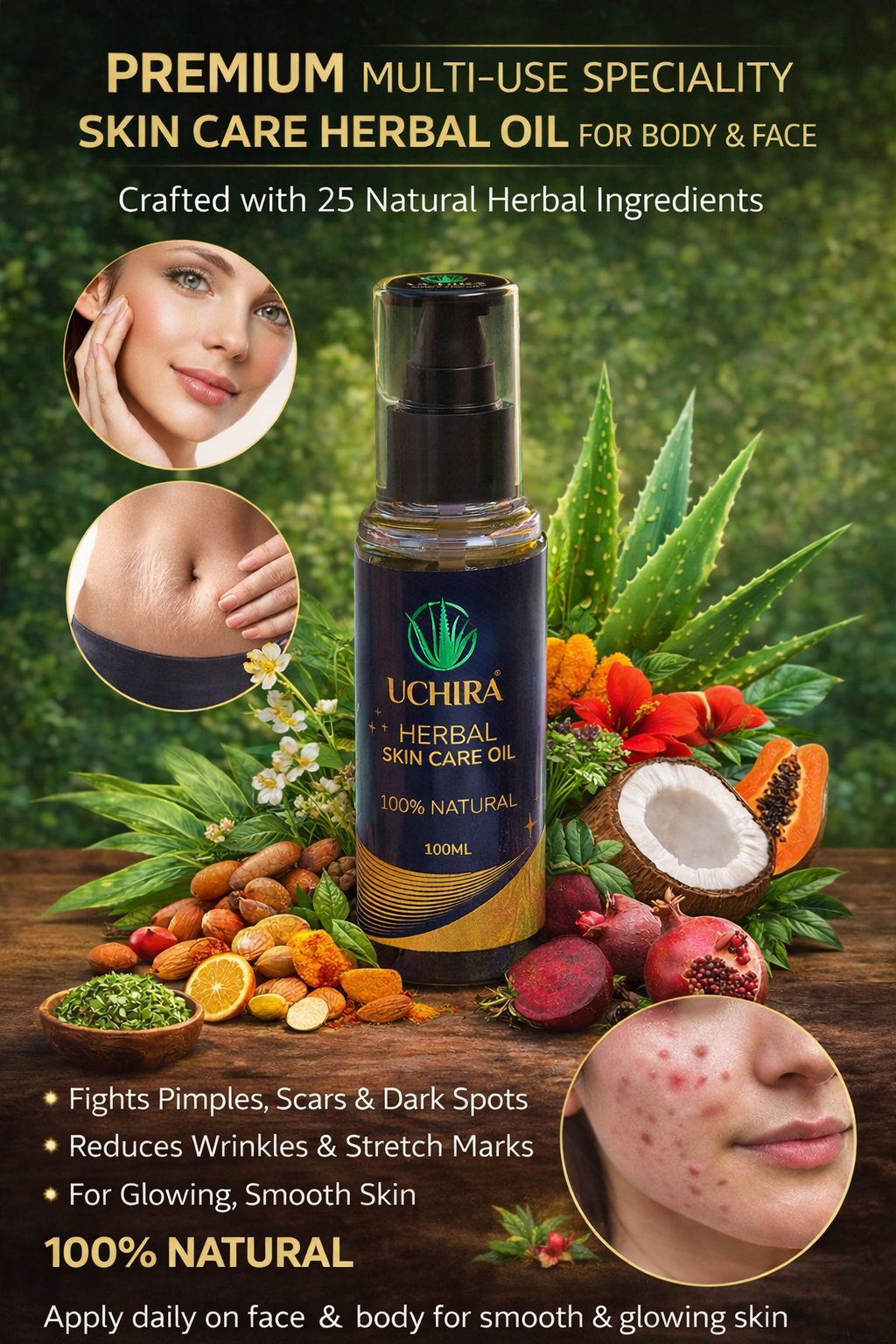 UCHIRA HERBAL SKIN CARE OIL ( 100. ML )