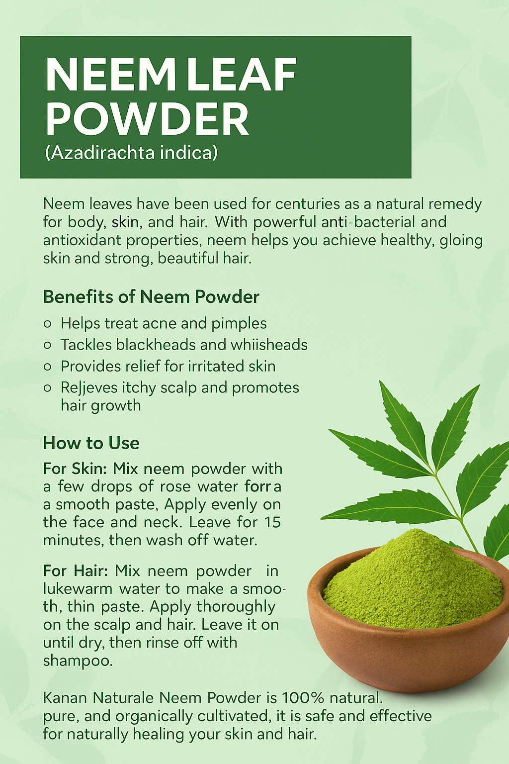 kerala Naturals Neem powder 100gm