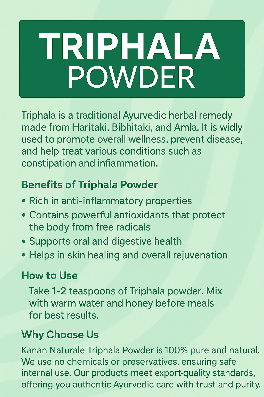 kerala Naturals Triphala powder 100gm