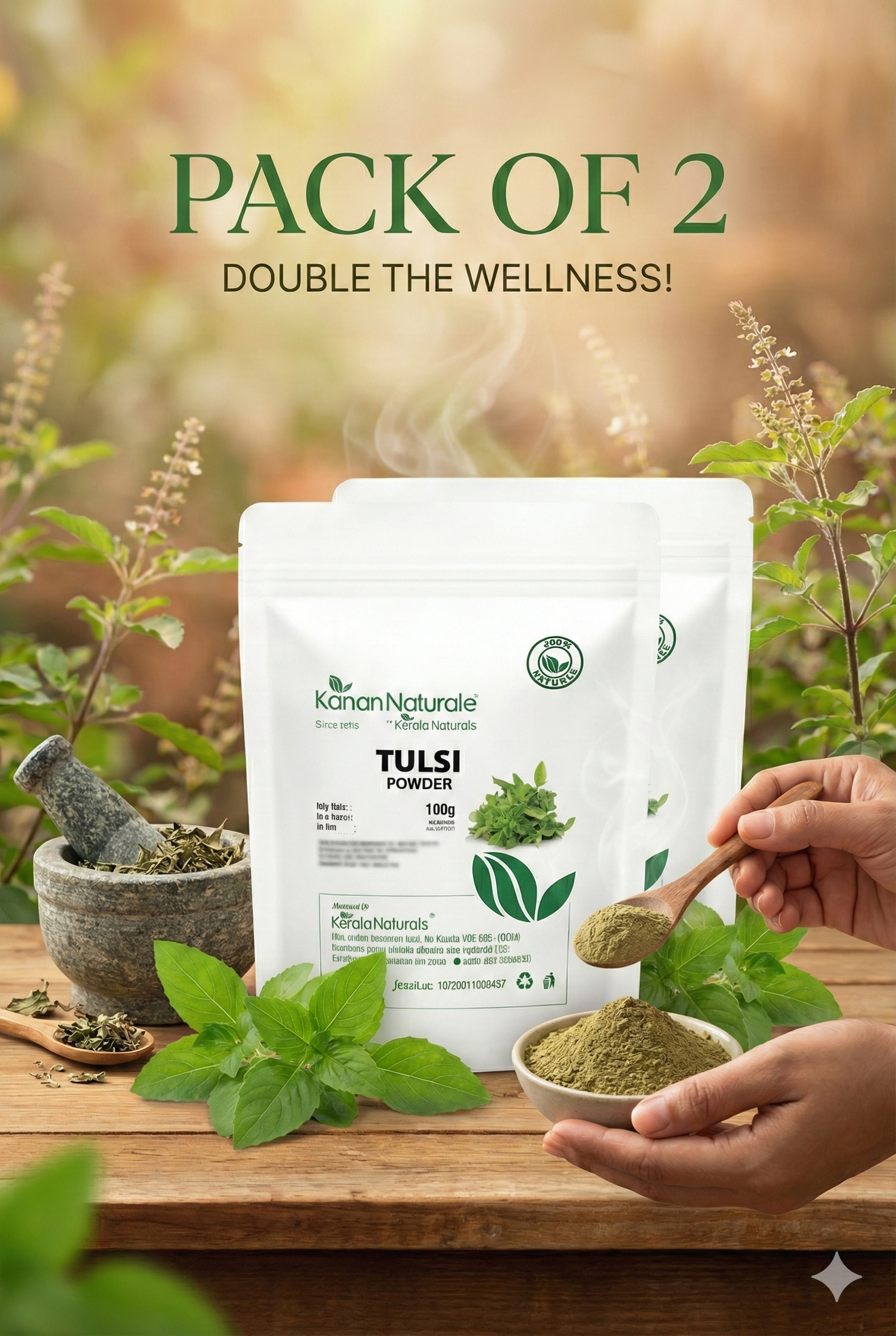 kerala Naturals Tulsi powder 100 gm PACK 2
