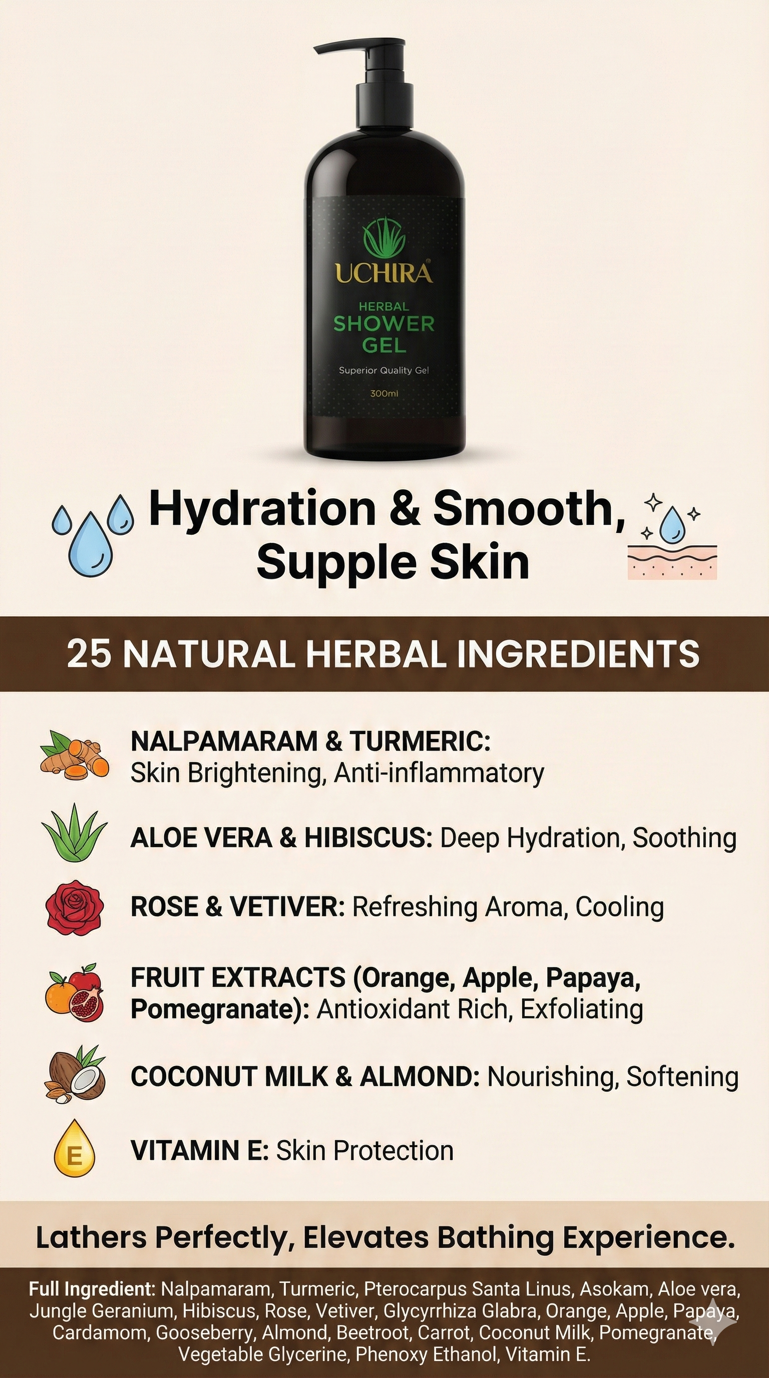 UCHIRA HERBAL SHOWER GEL ( 300. ML ) PACK 2