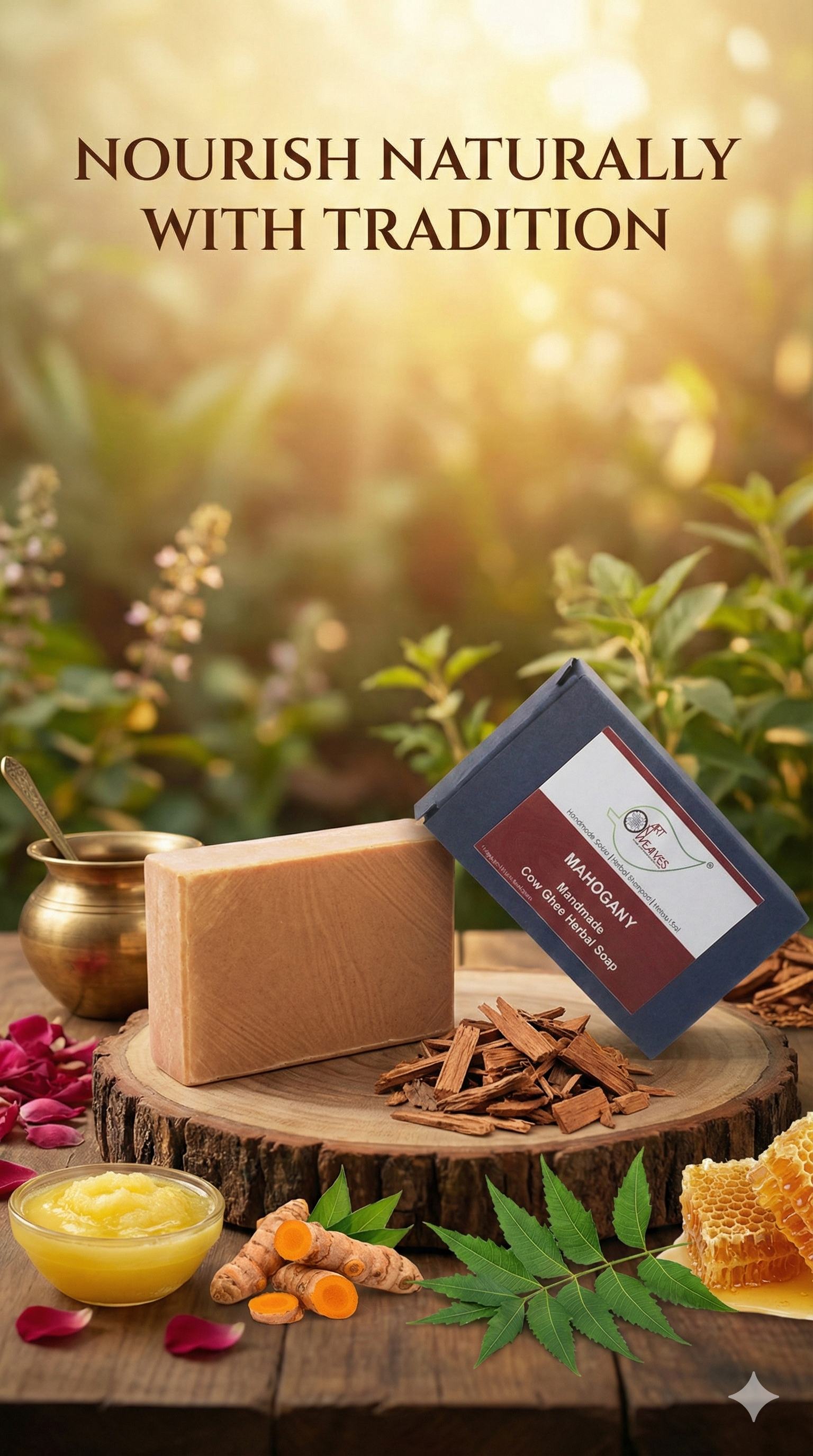 A N W Mahogany Cow Ghee Herbal Soap ( 100 GM) PACK 3