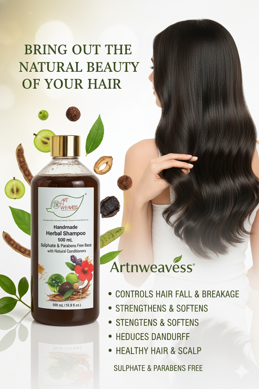 A N W AYURVEDIC HERBAL SHAMPOO SULPHAT AND PARABENS FREE BASE( 500.ML ) pack 2