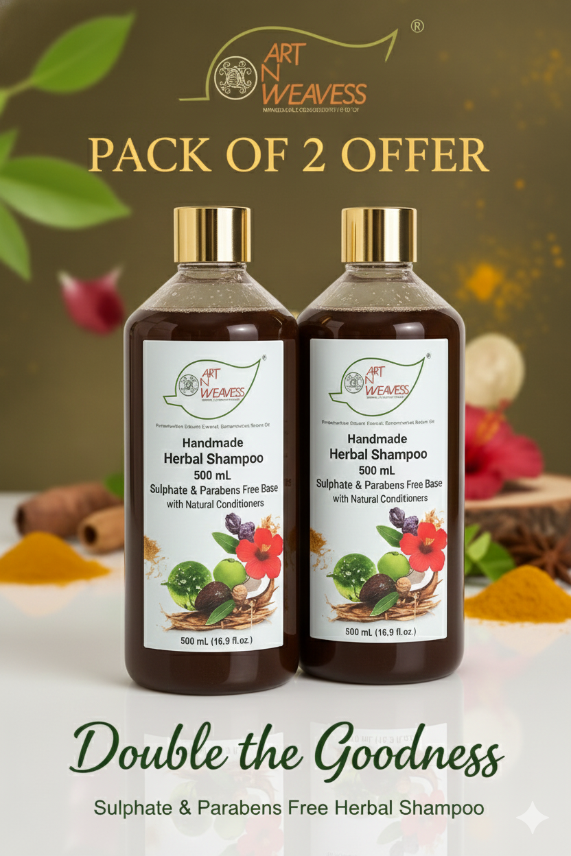 A N W AYURVEDIC HERBAL SHAMPOO SULPHAT AND PARABENS FREE BASE( 500.ML ) pack 2