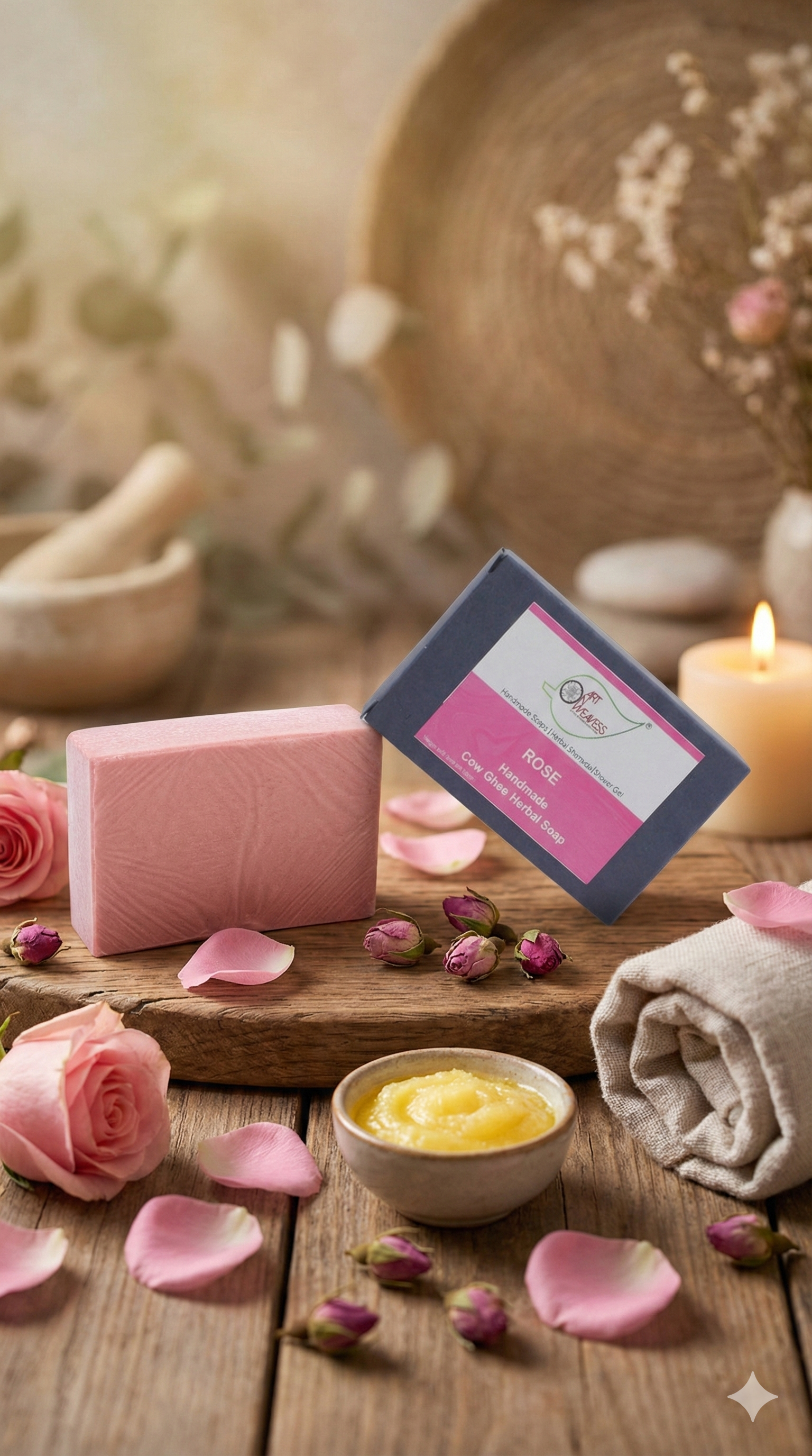 A N W Rose Cow Ghee Herbal Soap (100.GM) PACK 3