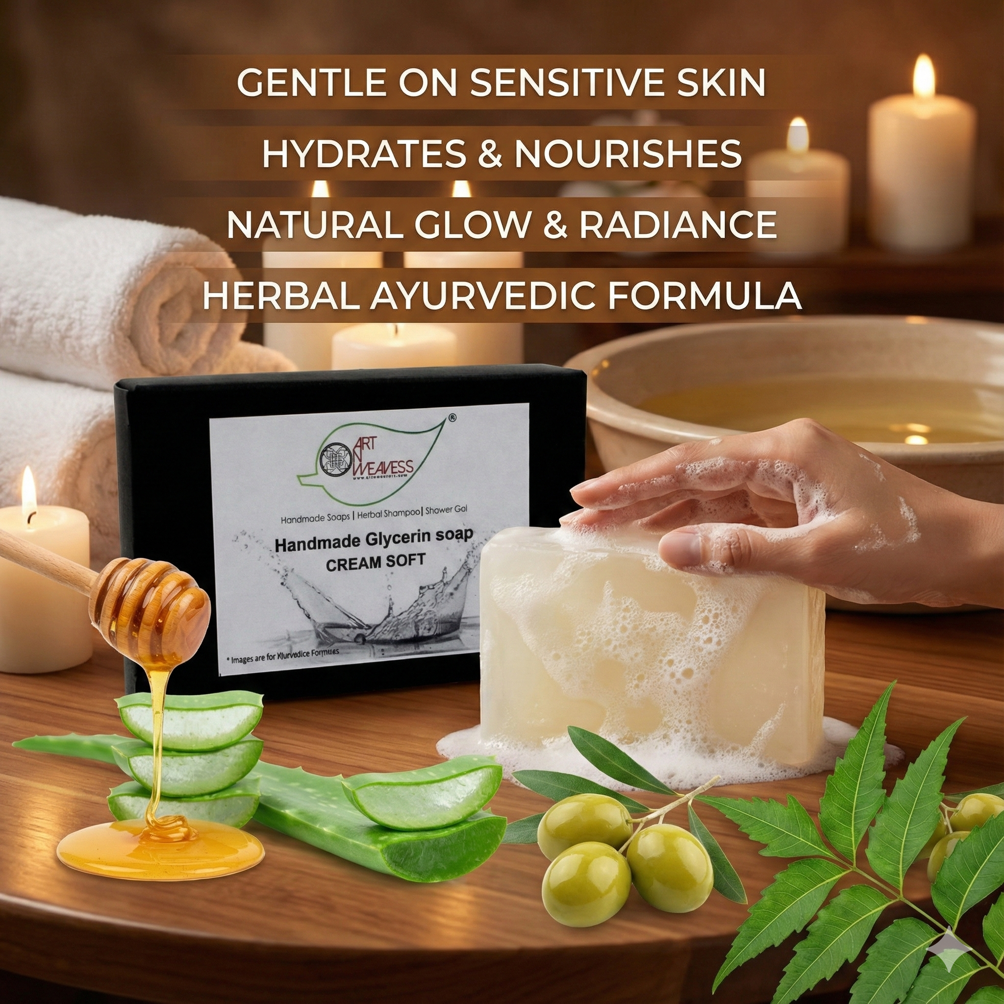 A N W CREAM SOFT GLYCERINE SOAP ( 100. GM ) PACK 3