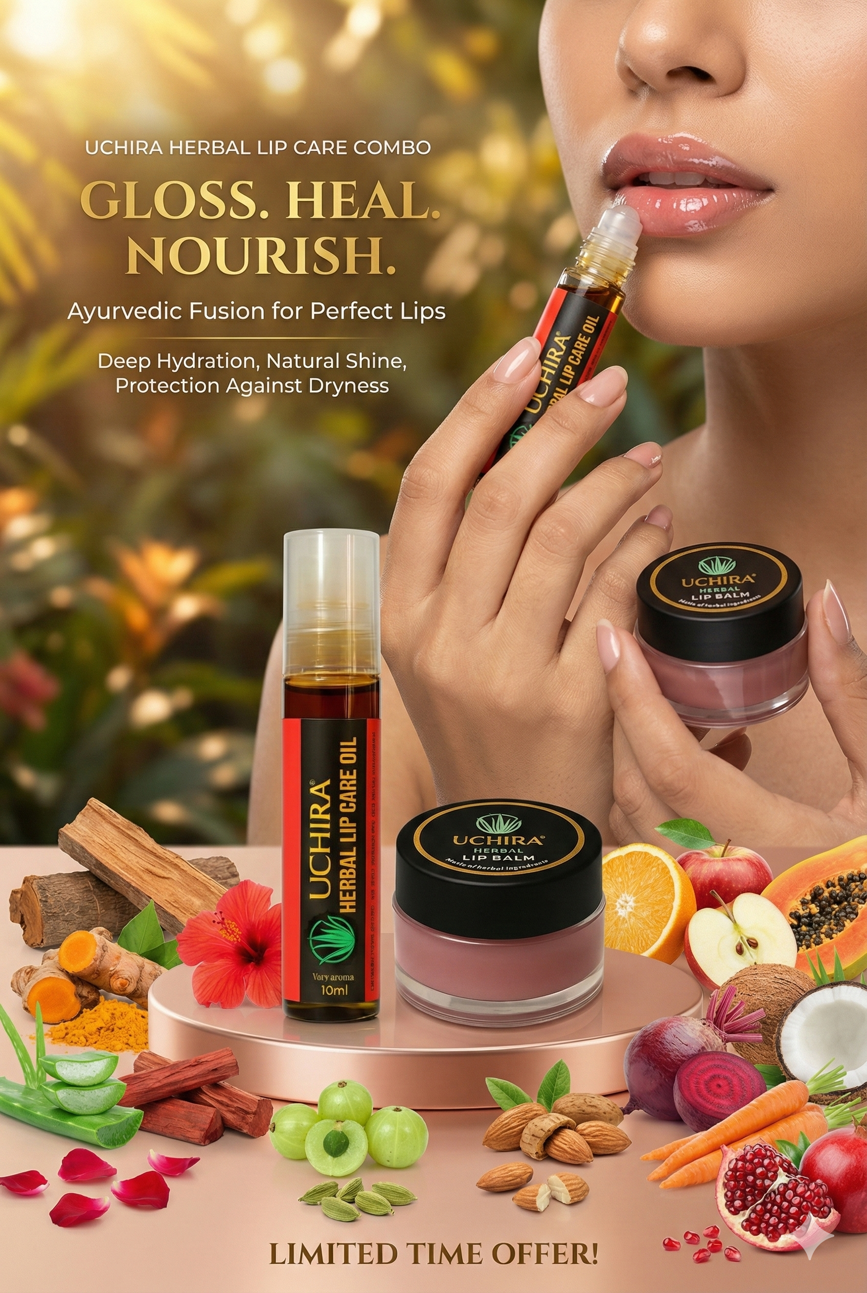 UCHIRA HERBAL LIP BALM + UCHIRA HERBAL LIP CARE OIL OFFER