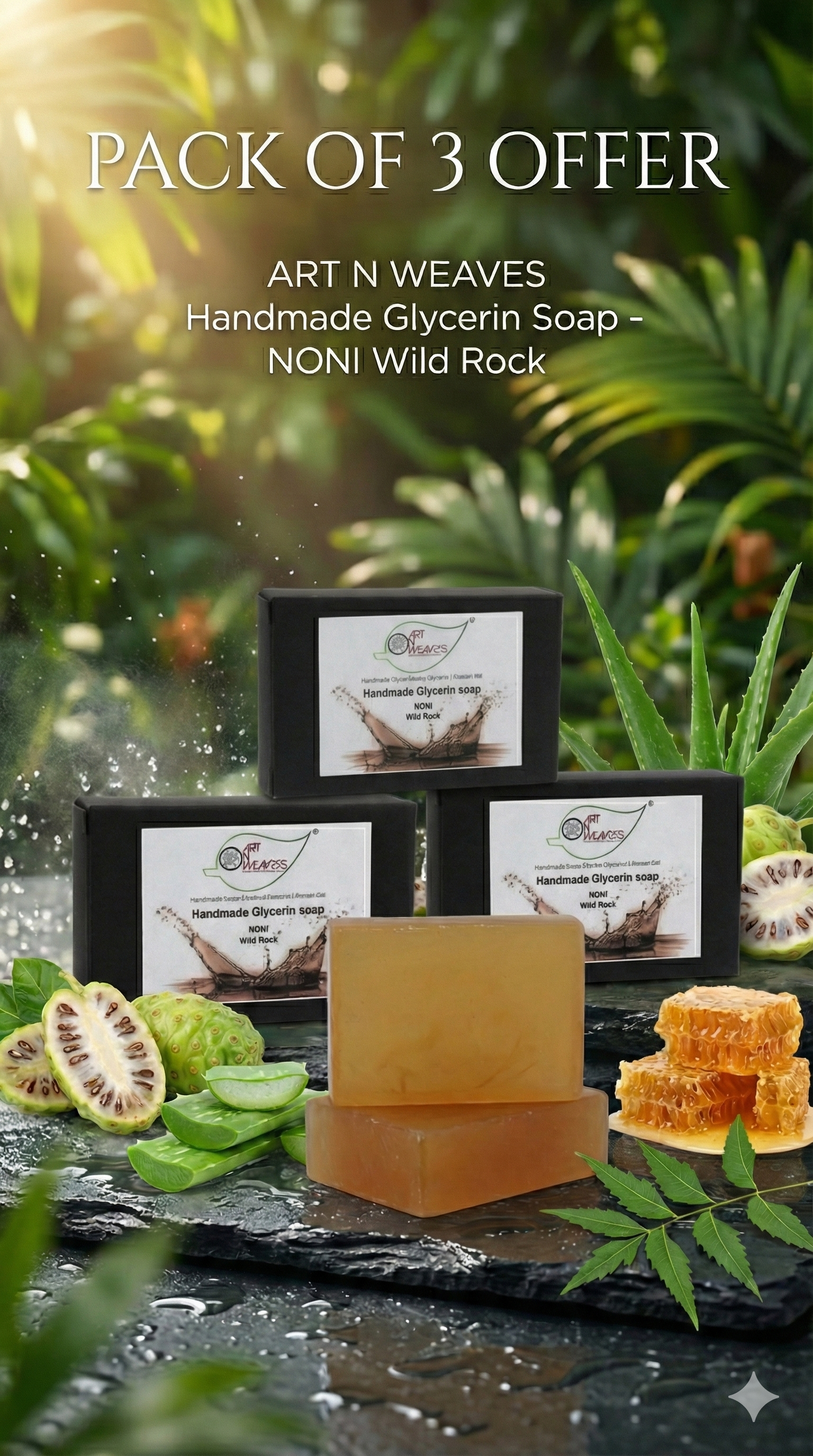 A N W WILD ROCK NONI GLYCERINE SOAP ( 100. GM ) PACK 3