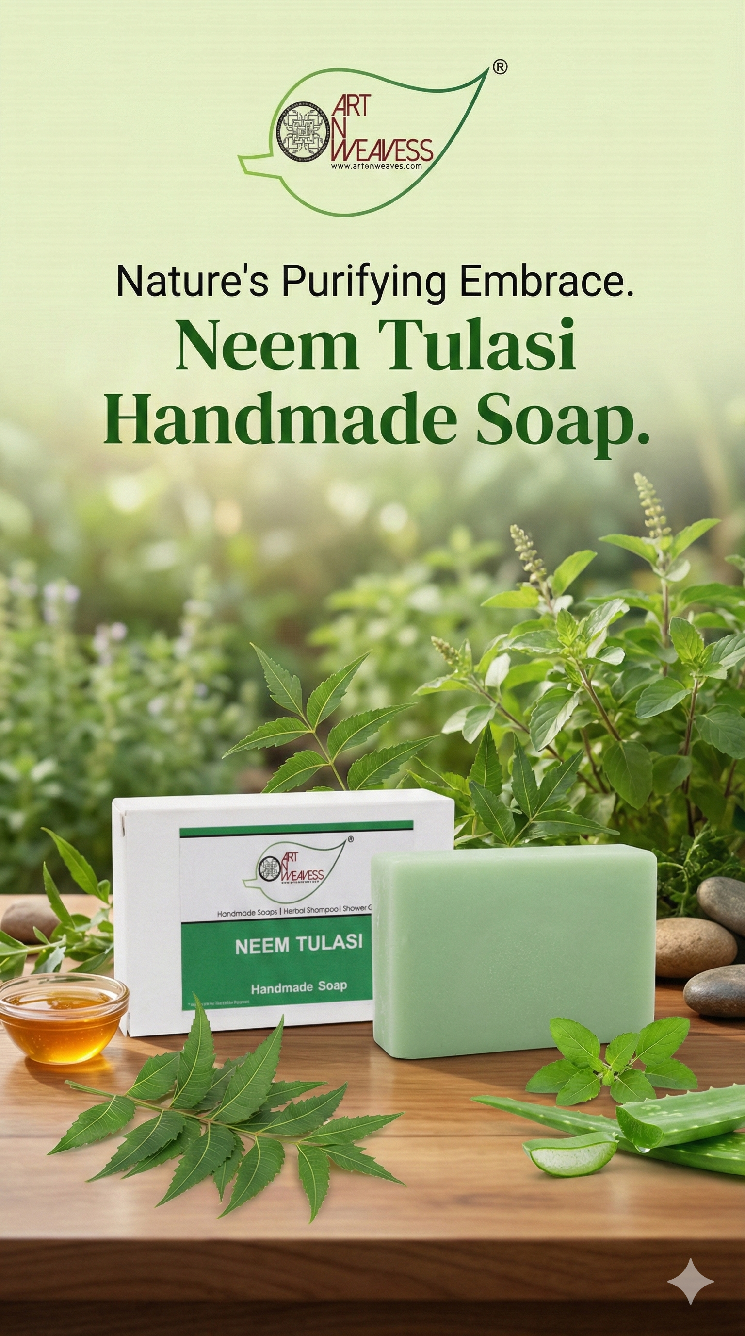 A N W (NON TPT) GLYCERIN MOGRA NEEM THULASI SOAP ( 100. GM) PACK 3