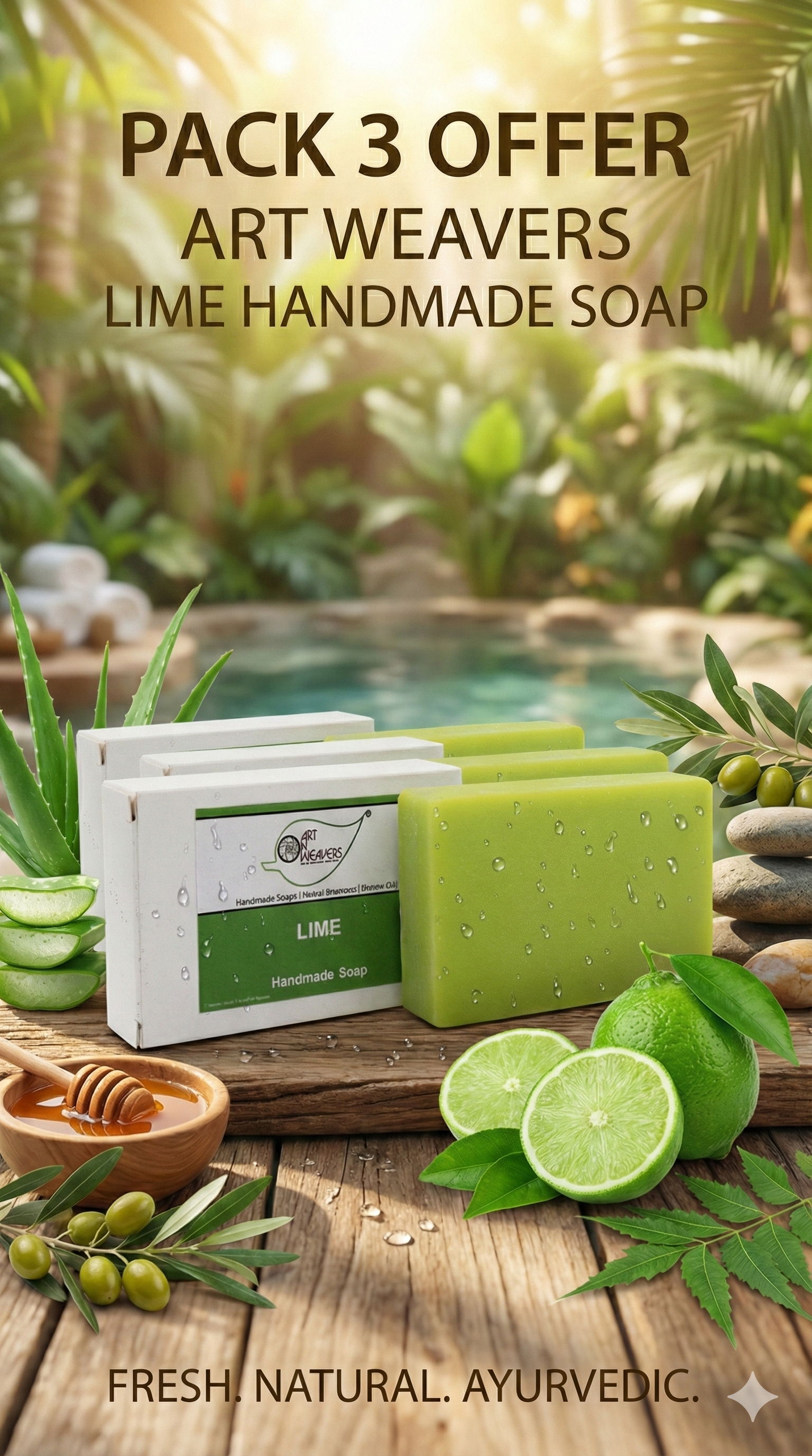 A N W (NON T.P.T) GLYCERIN  LIME SOAP (100. GM) PACK 3