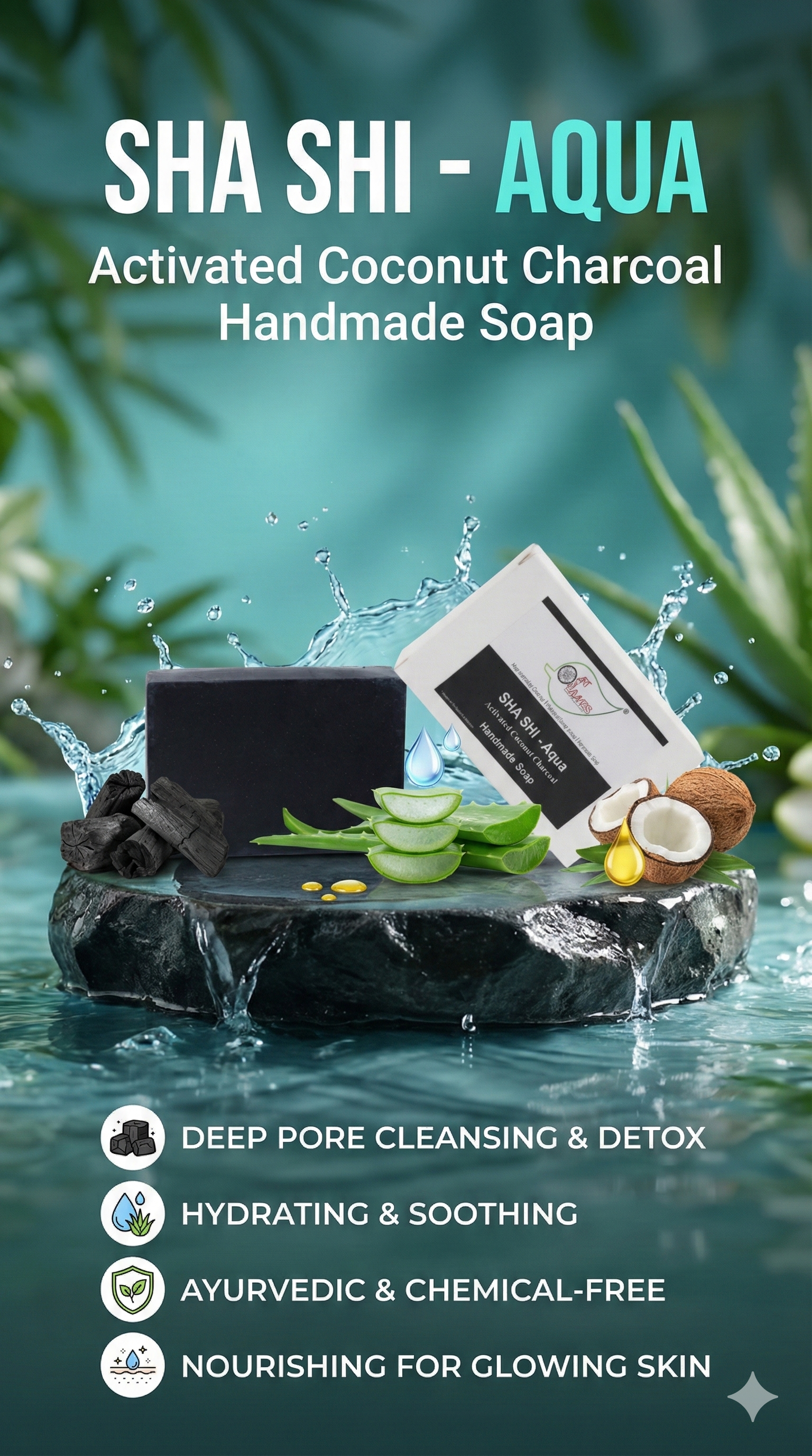 A N W (NON TPT) GLYCERIN CHARCOLE AQUA SOAP. ( 100.GM )