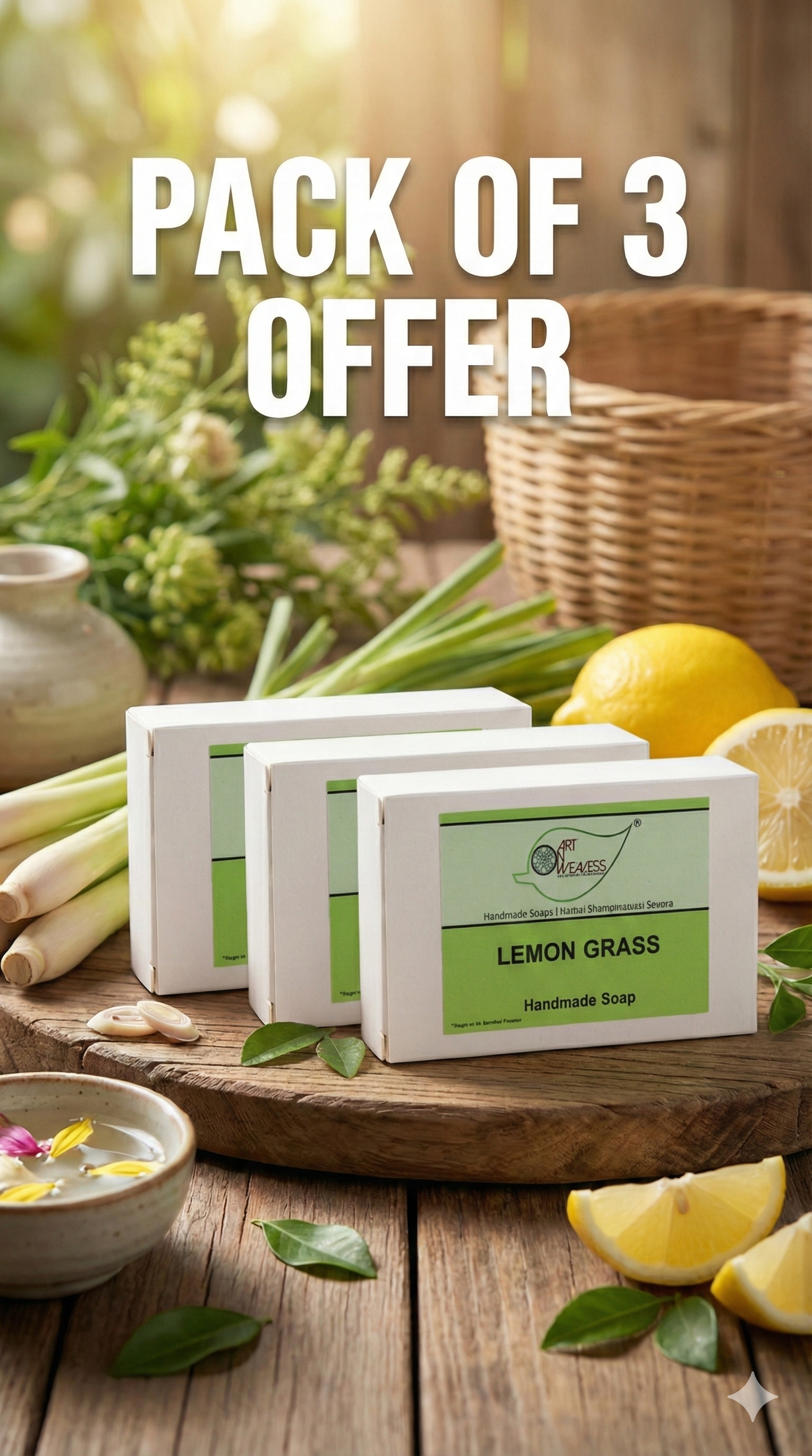 A N W (NON TPT) GLYCERIN LEMON GRASS SOAP ( 100.GM ) PACK 3