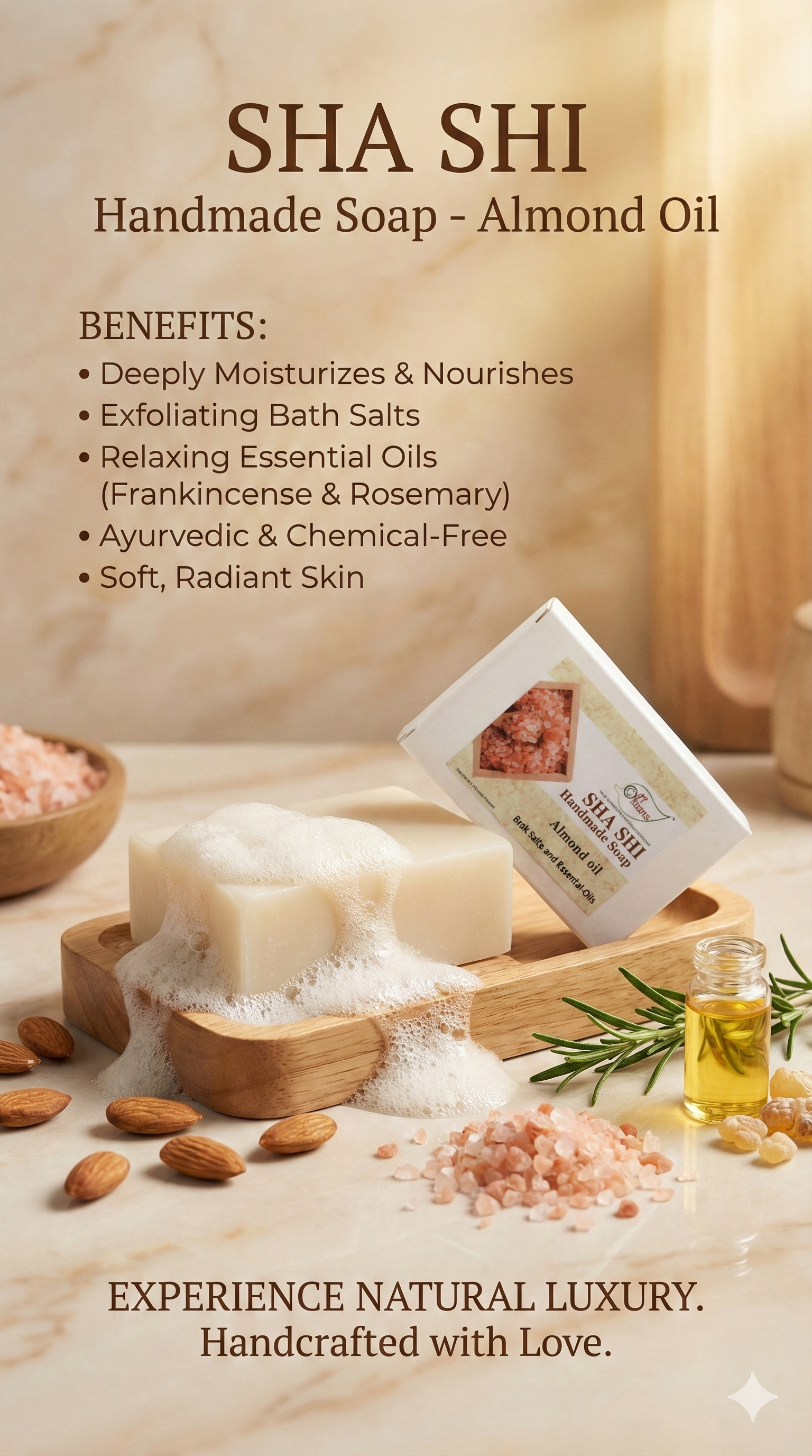 A N W (NON TPT) GLYCERIN ALMOND OIL AND ESSENTIAL OIL SOAP. ( 100.GM ) PACK 3