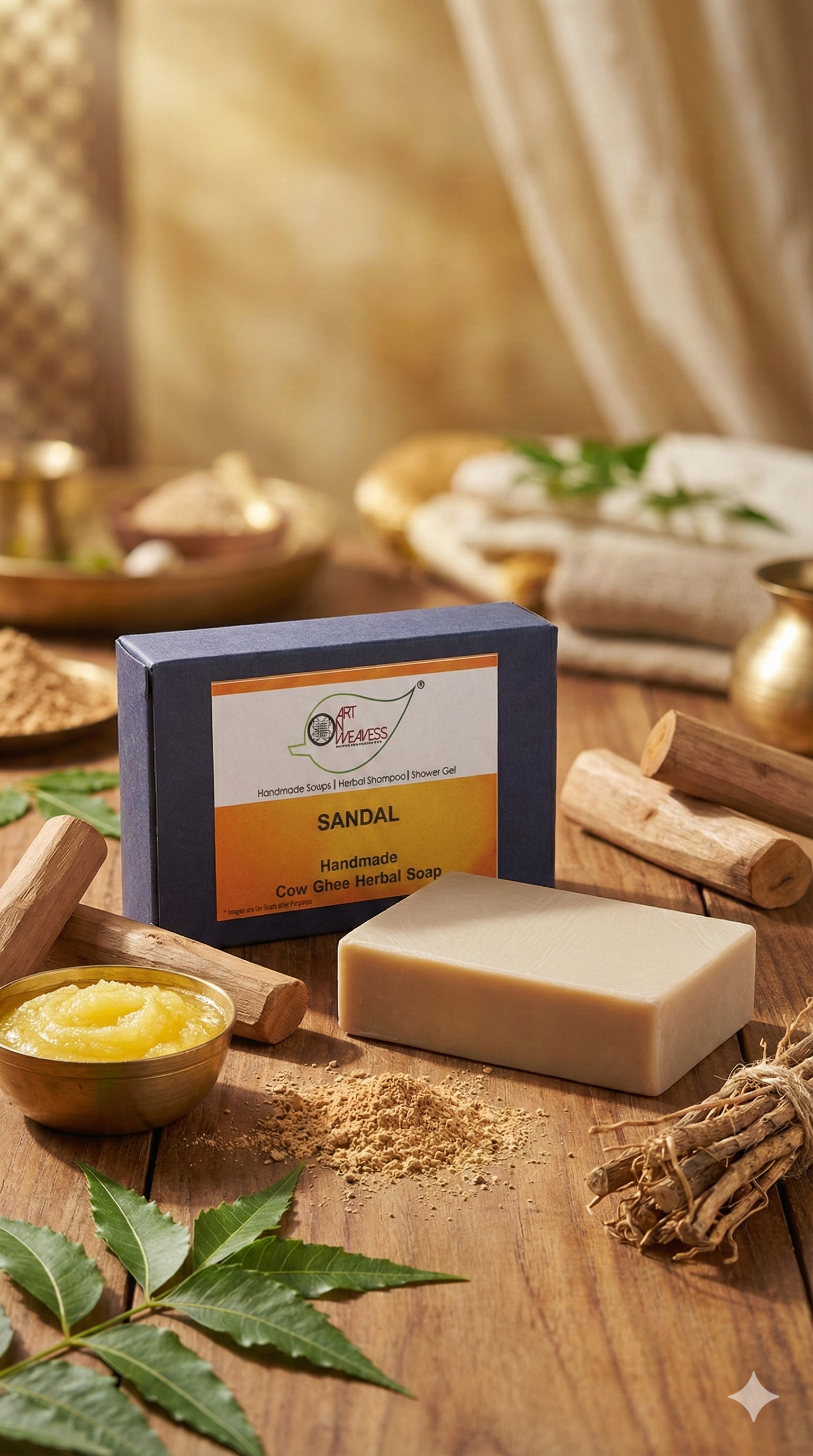 A N W Sandal Cow Ghee Herbal Soap  (100. GM)