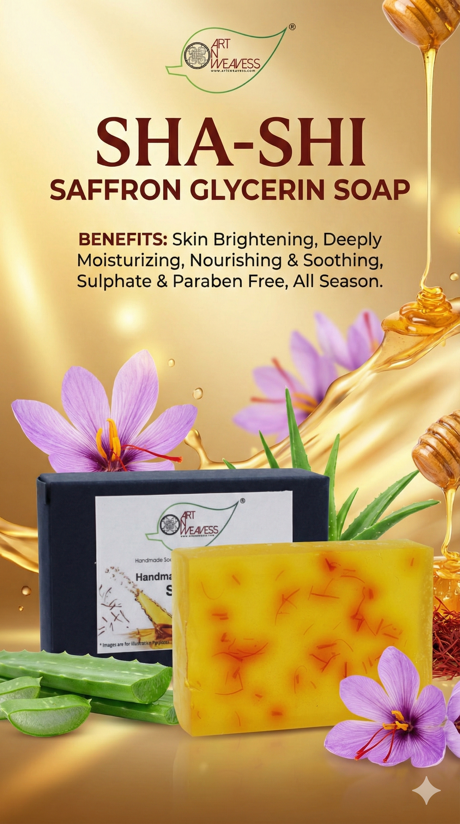 A N W SHA SHI SAFFRON COLOGNE GLYCERINE SOAP ( 100. GM )
