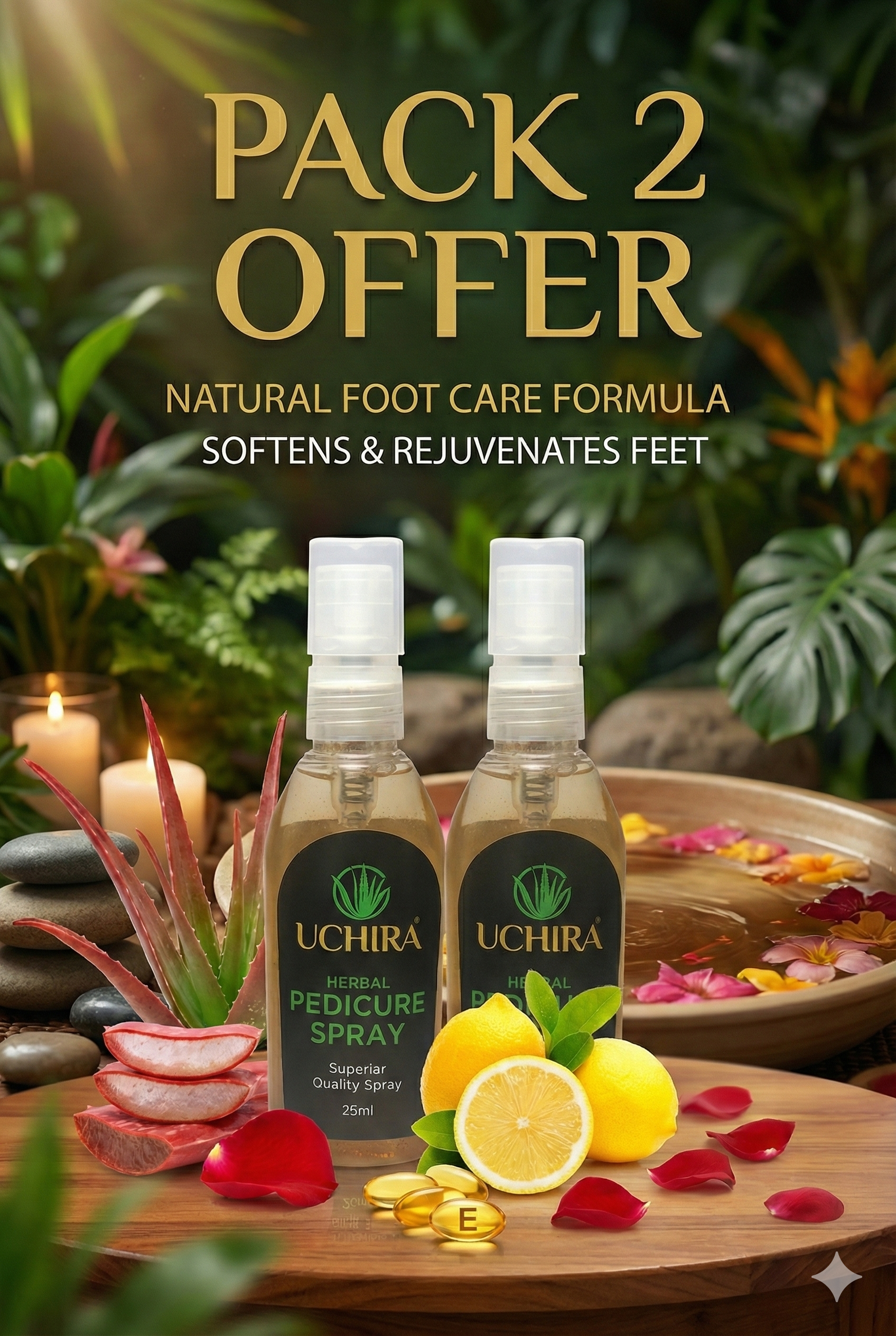 Uchira Herbal Pedicure Spray 50ml. PACK 2