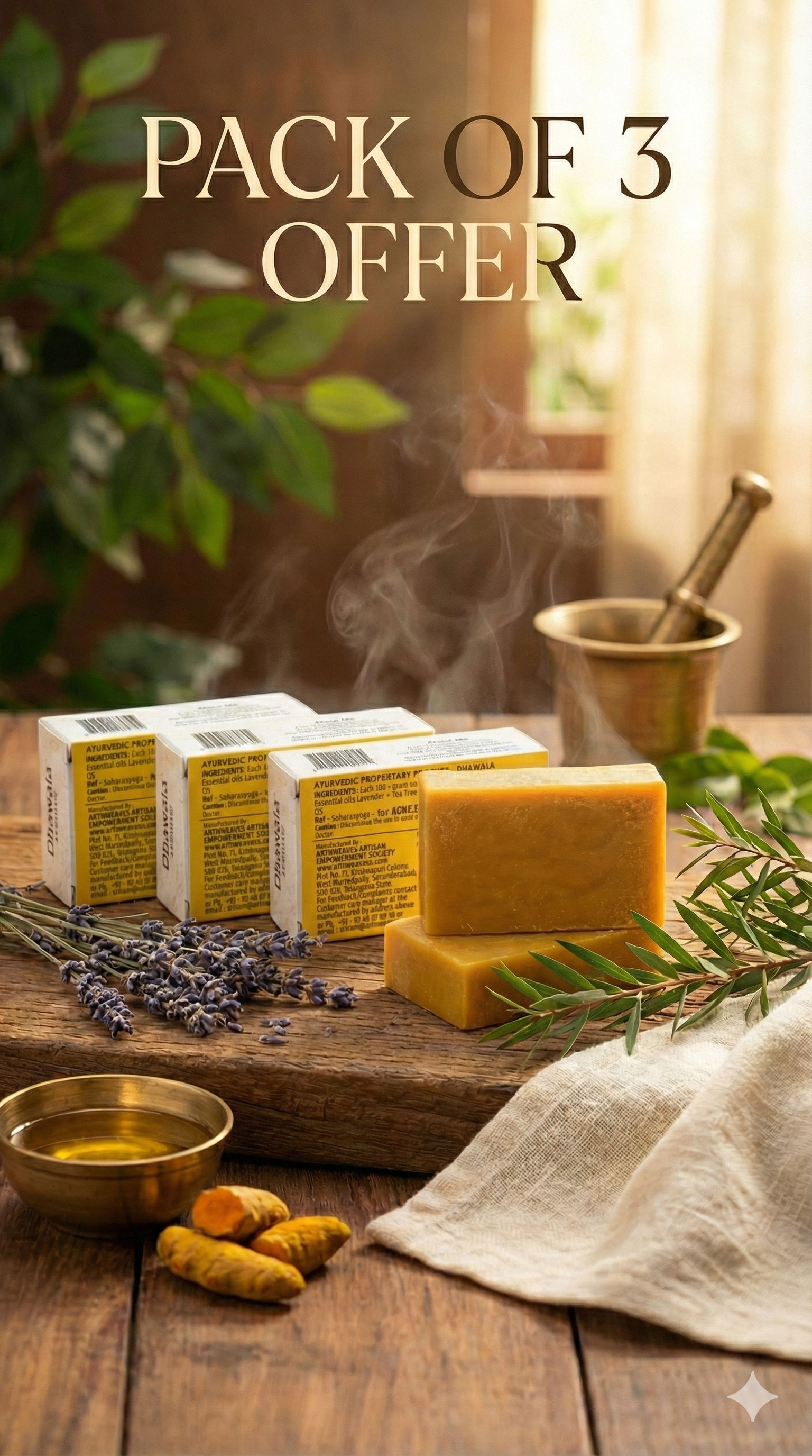 A N W MEDICATED SOAP ( DHAWALA ) FOR ECZEMATOUS OR PSORIASIS - YELLOW ( 100. GM ) PACK 3