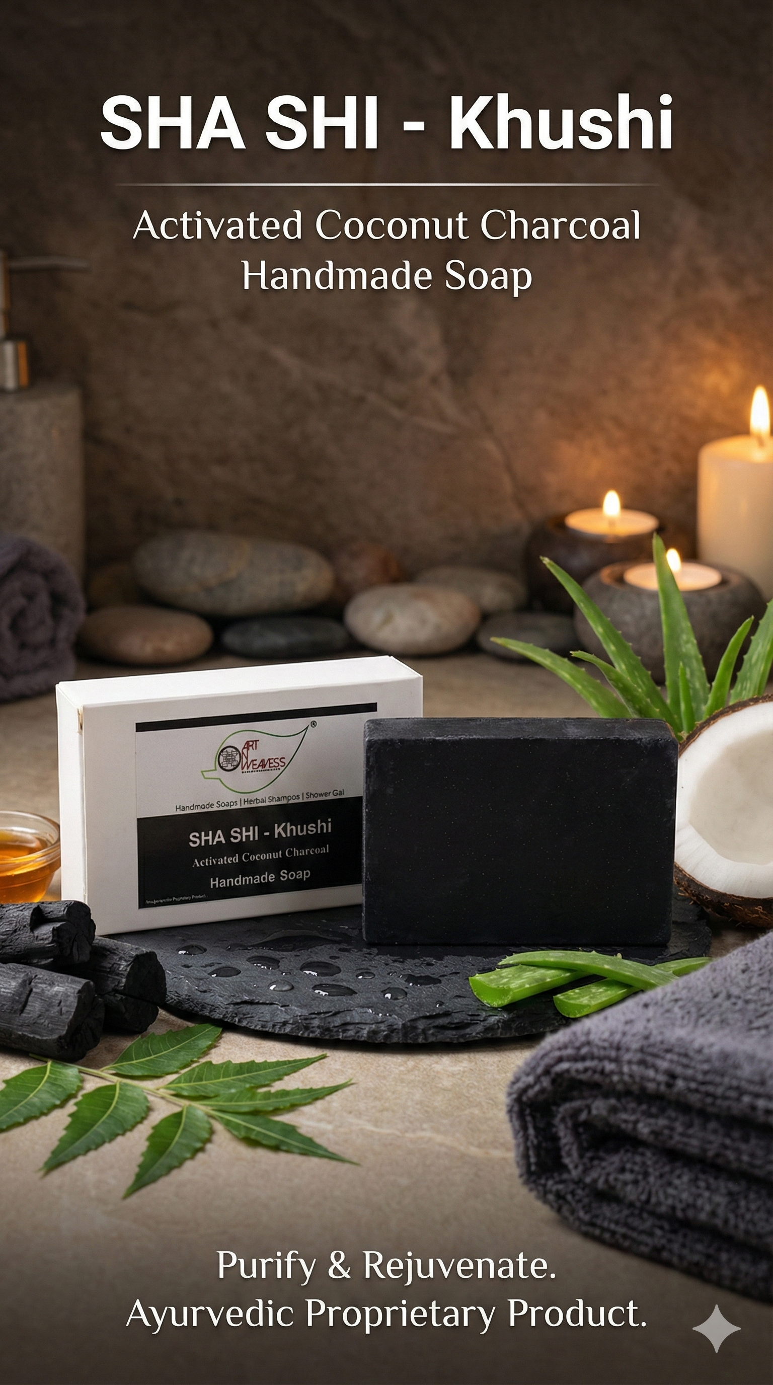 A N W (NON TPT) GLYCERIN CHARCOAL KHUSHI SOAP ( 100.GM ) PACK 3