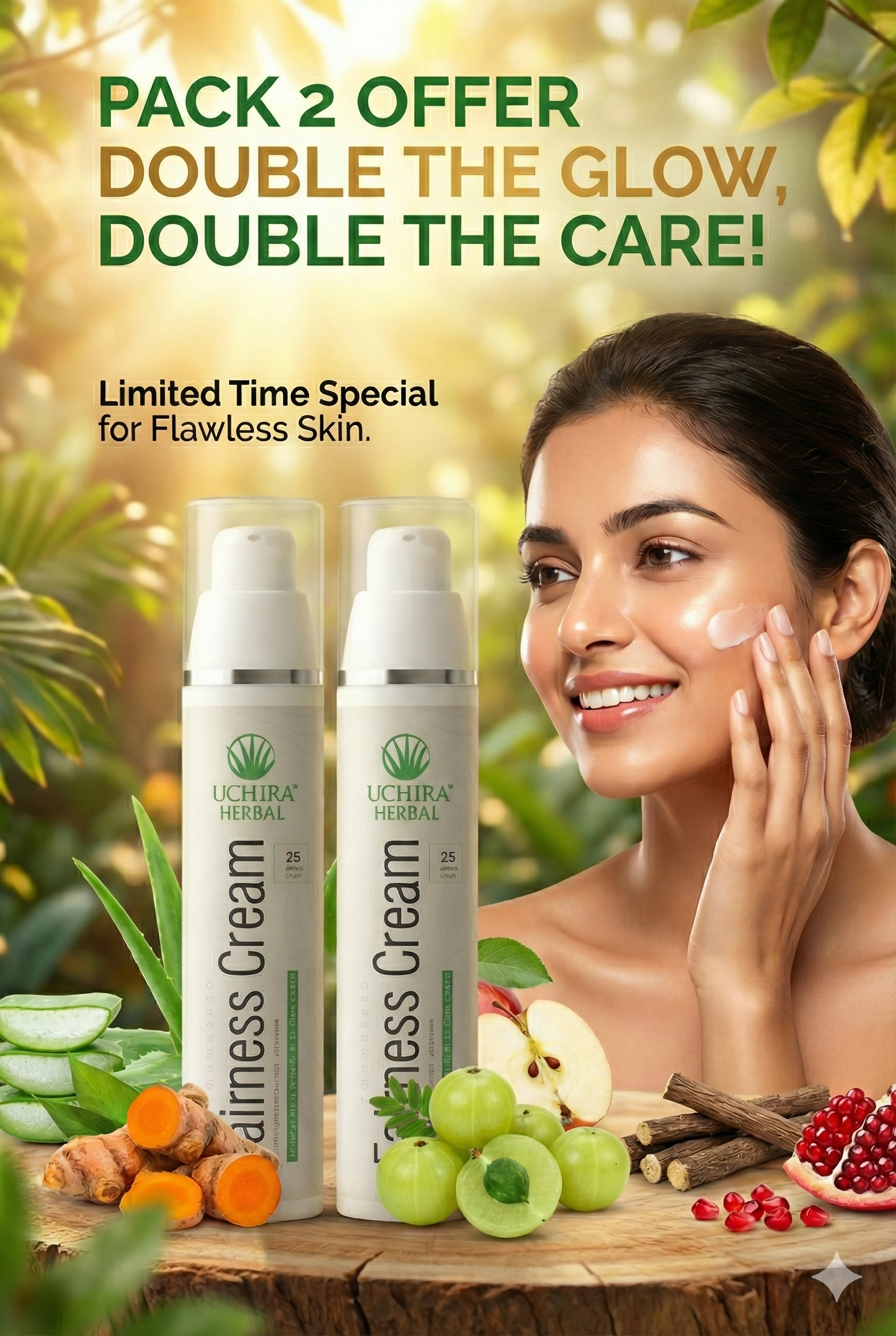 Uchira Herbal Fairness Cream – Natural Solution for Glowing, Flawless Skin pack 2