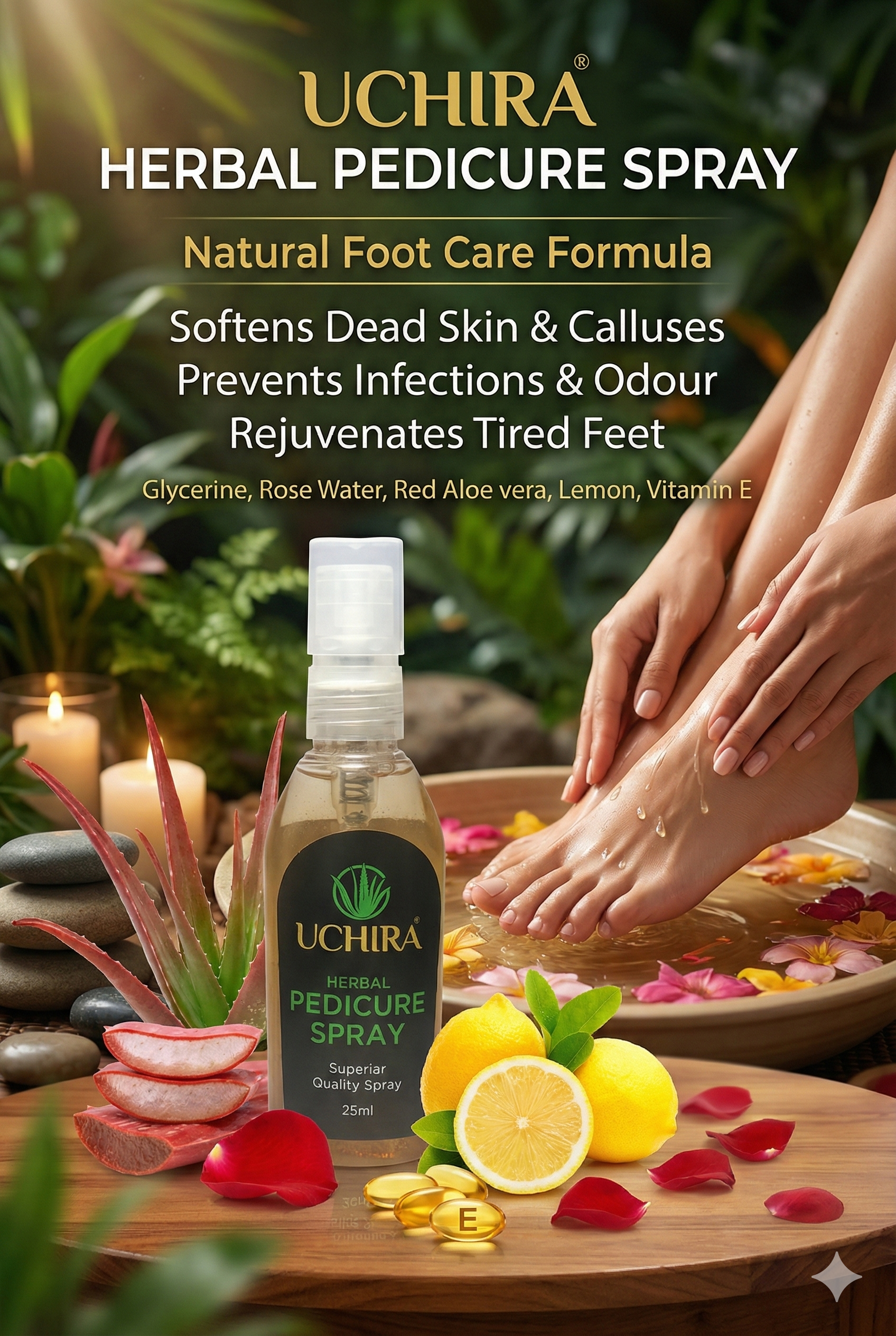Uchira Herbal Pedicure Spray 50ml. PACK 2