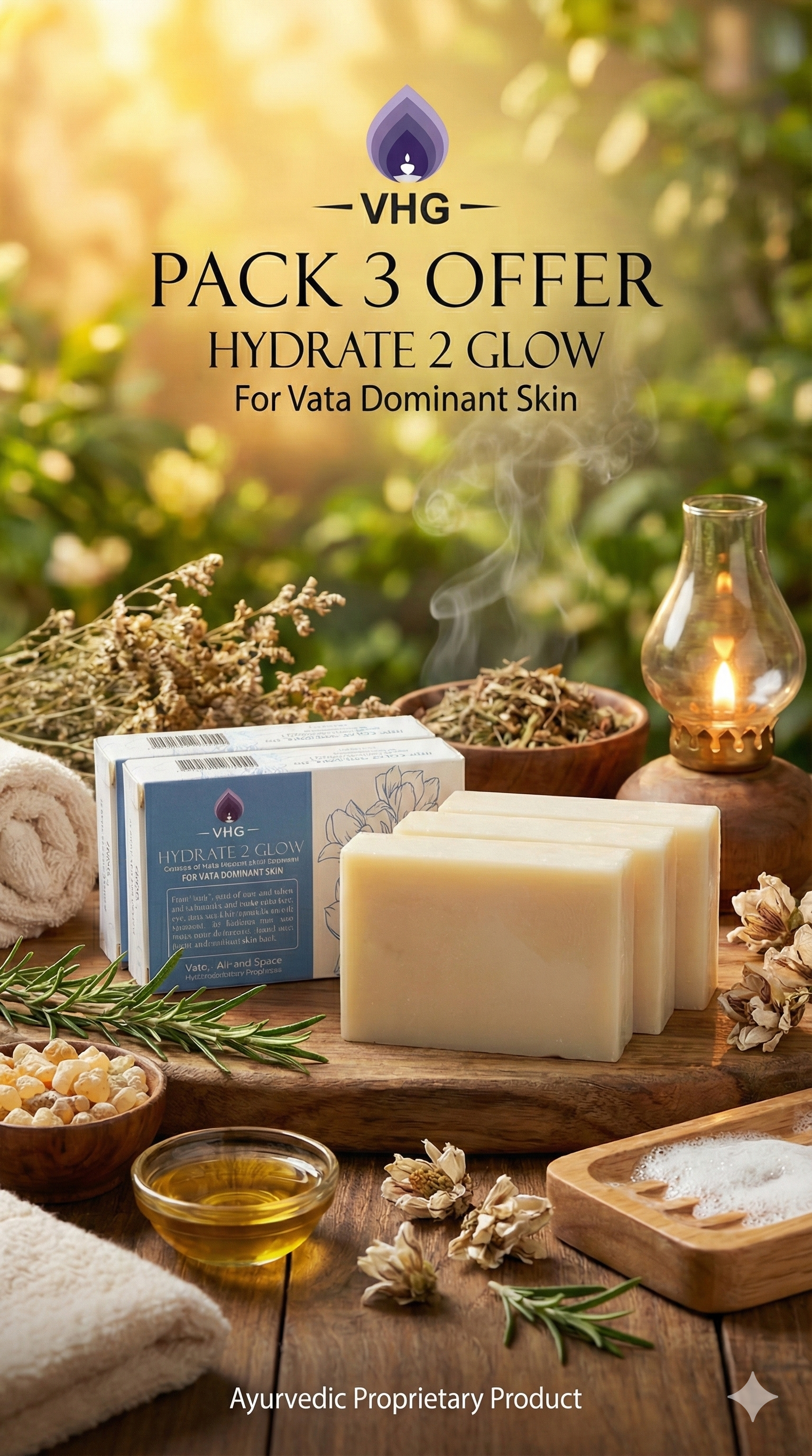 A N W MEDICATED SOAP  ( VATA ) - FOR DRY SKIN - BLUE ( 100. GM ) PACK 3