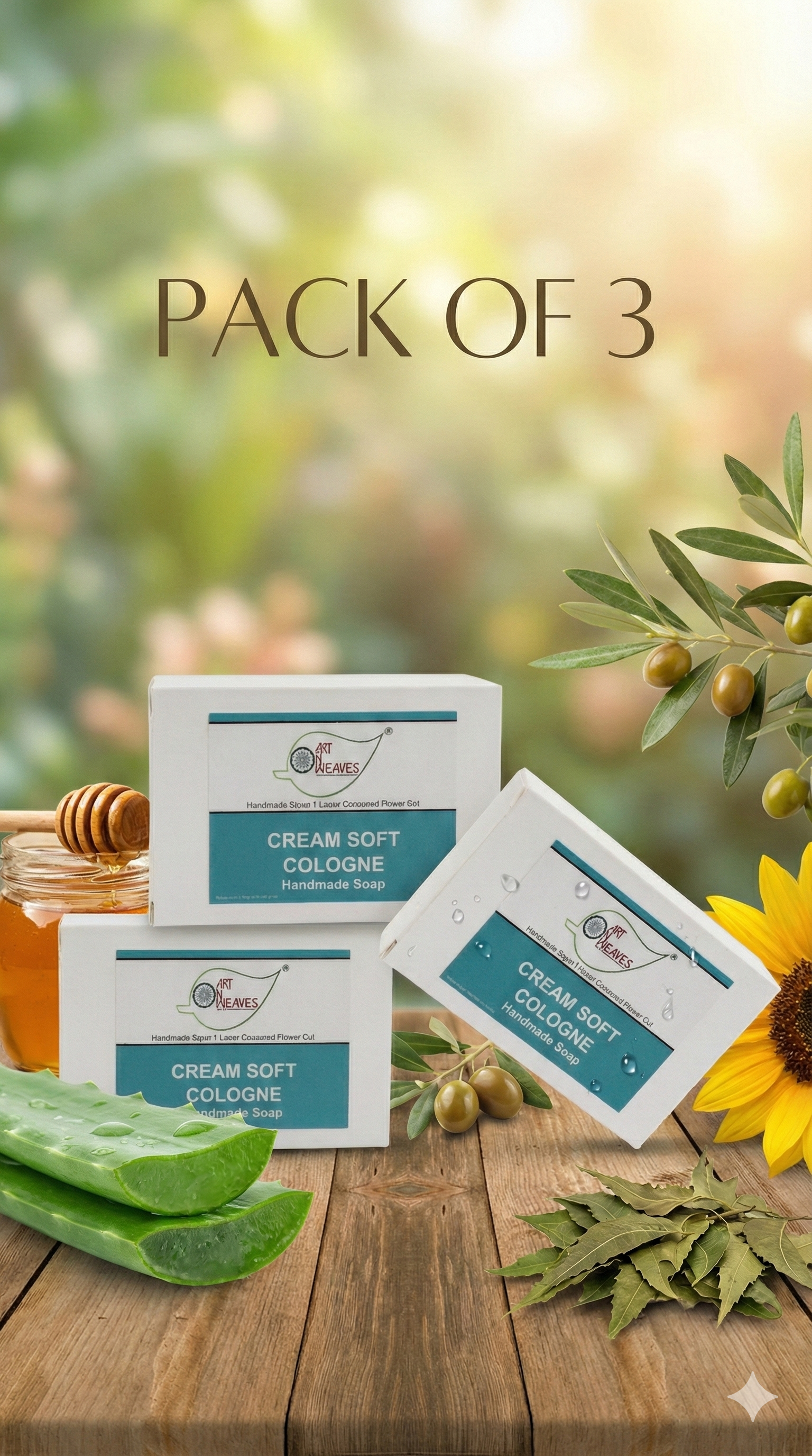 A N W (NON TPT) GLYCERIN CREAM SOFT COLOGNE SOAP. (100. GM ) PACK 3