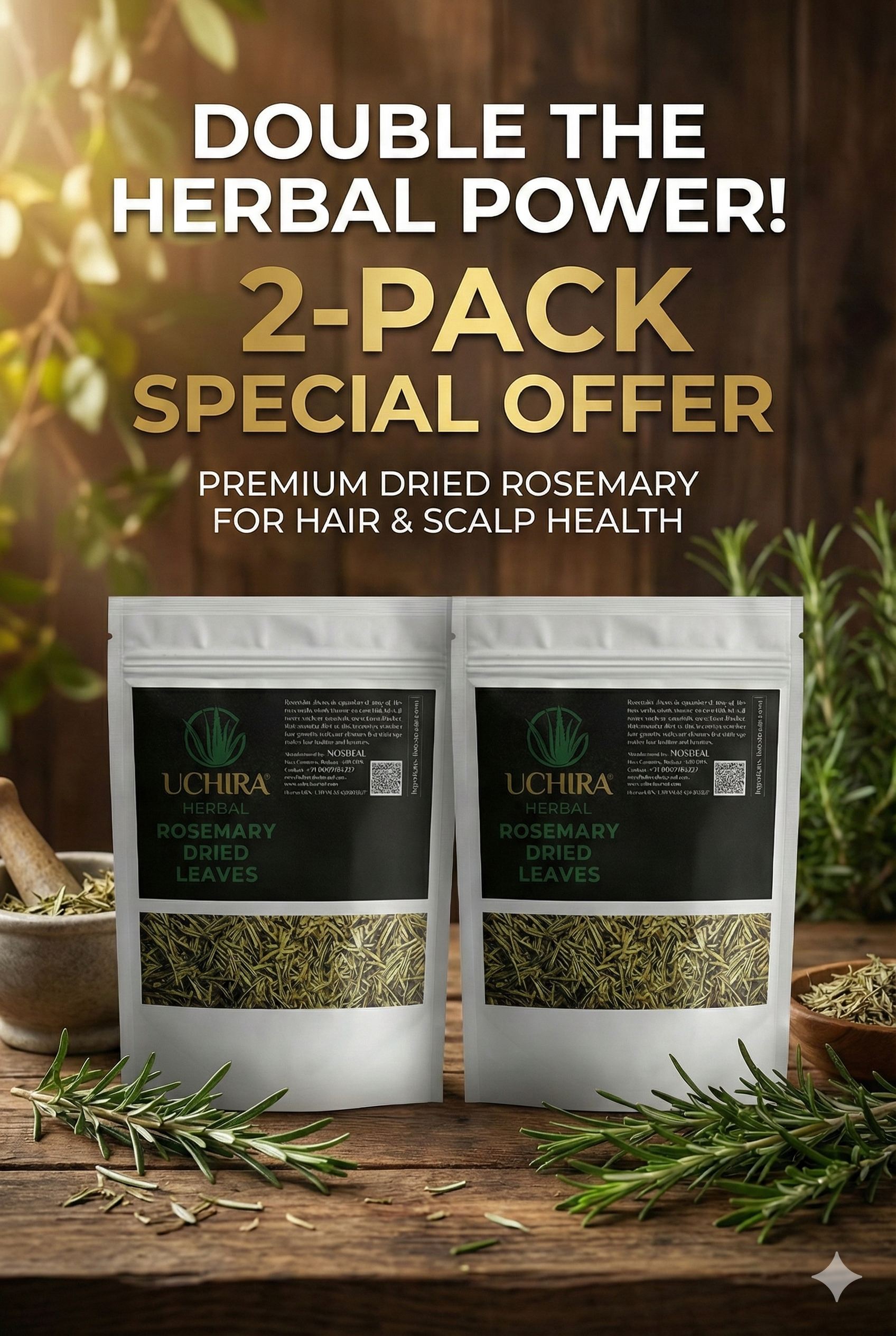 UCHIRA HERBAL ROSEMARY DRIED LEAVES 30.GM - PACK 2