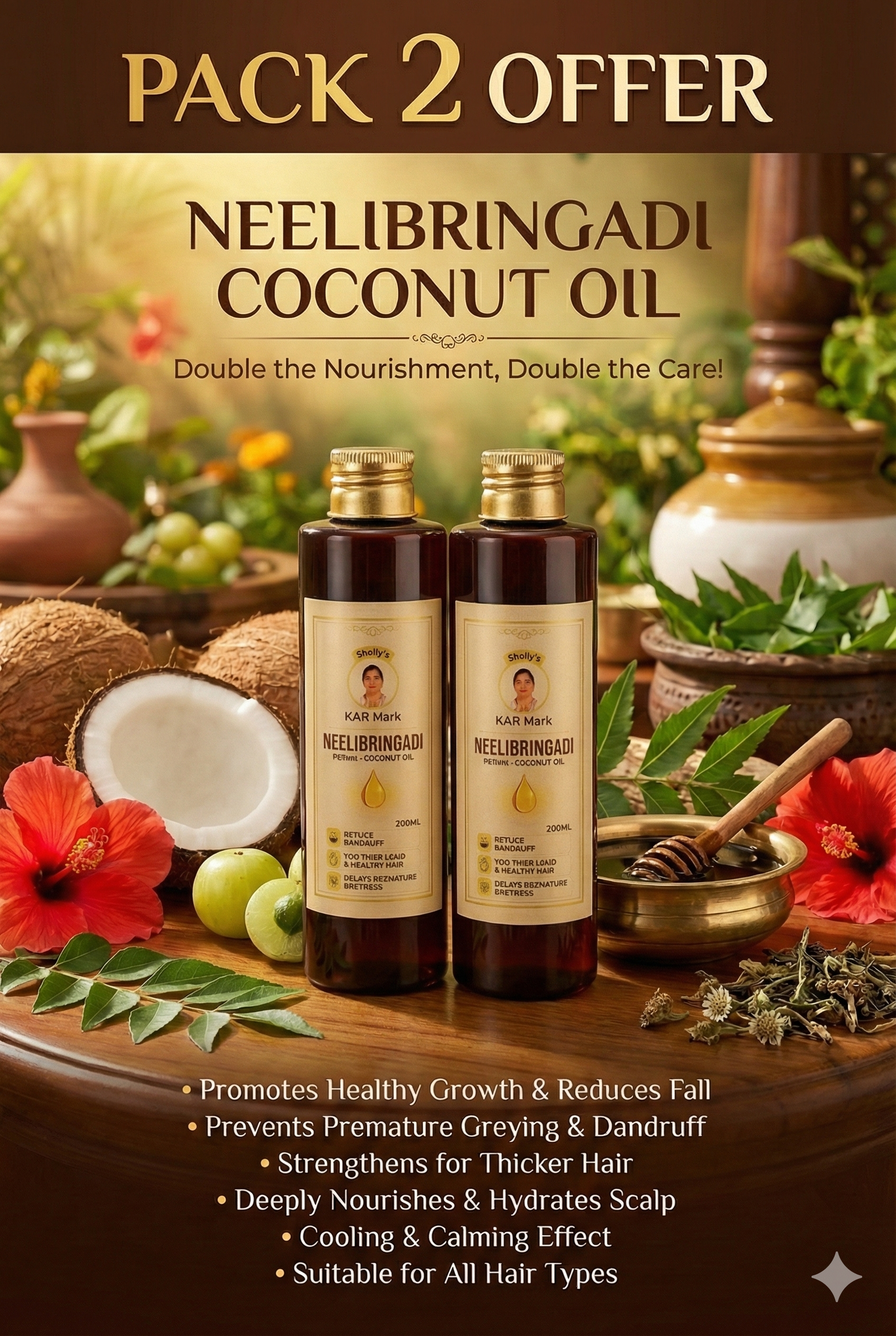 karmark Premium Neelibringadi Coconut Oil ( 450. ML ) PACK 2