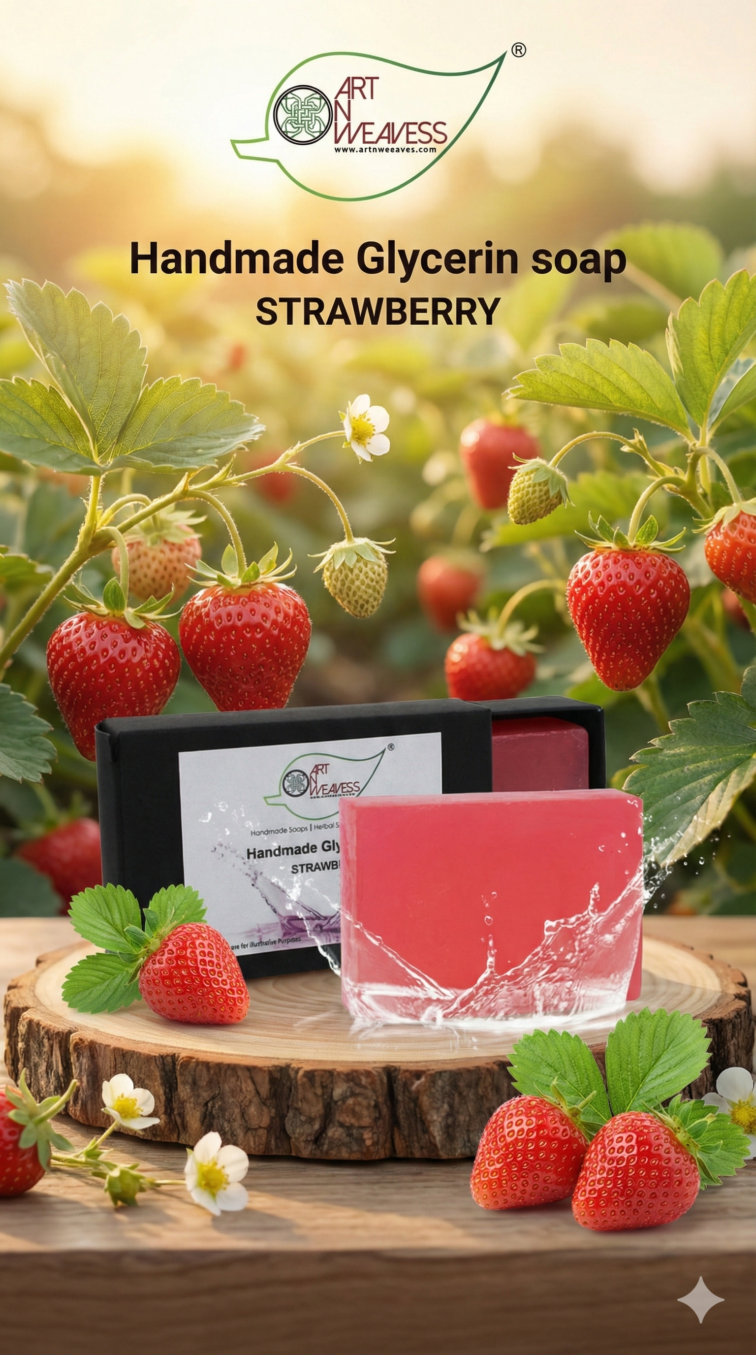 A N W STRAWBERRY GLYCERINE SOAP ( 100. GM ) PACK 3