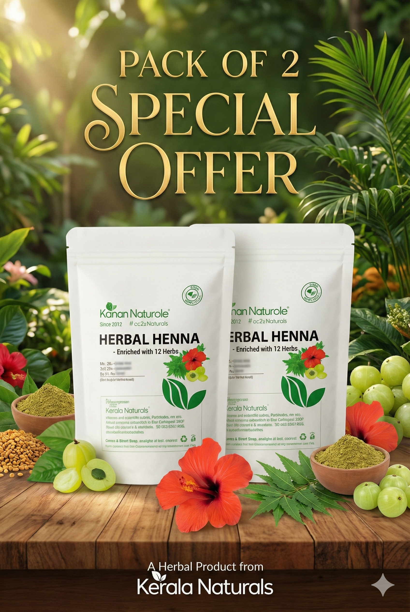 kerala naturals Herbal Henna Powder -100 gm pack 2