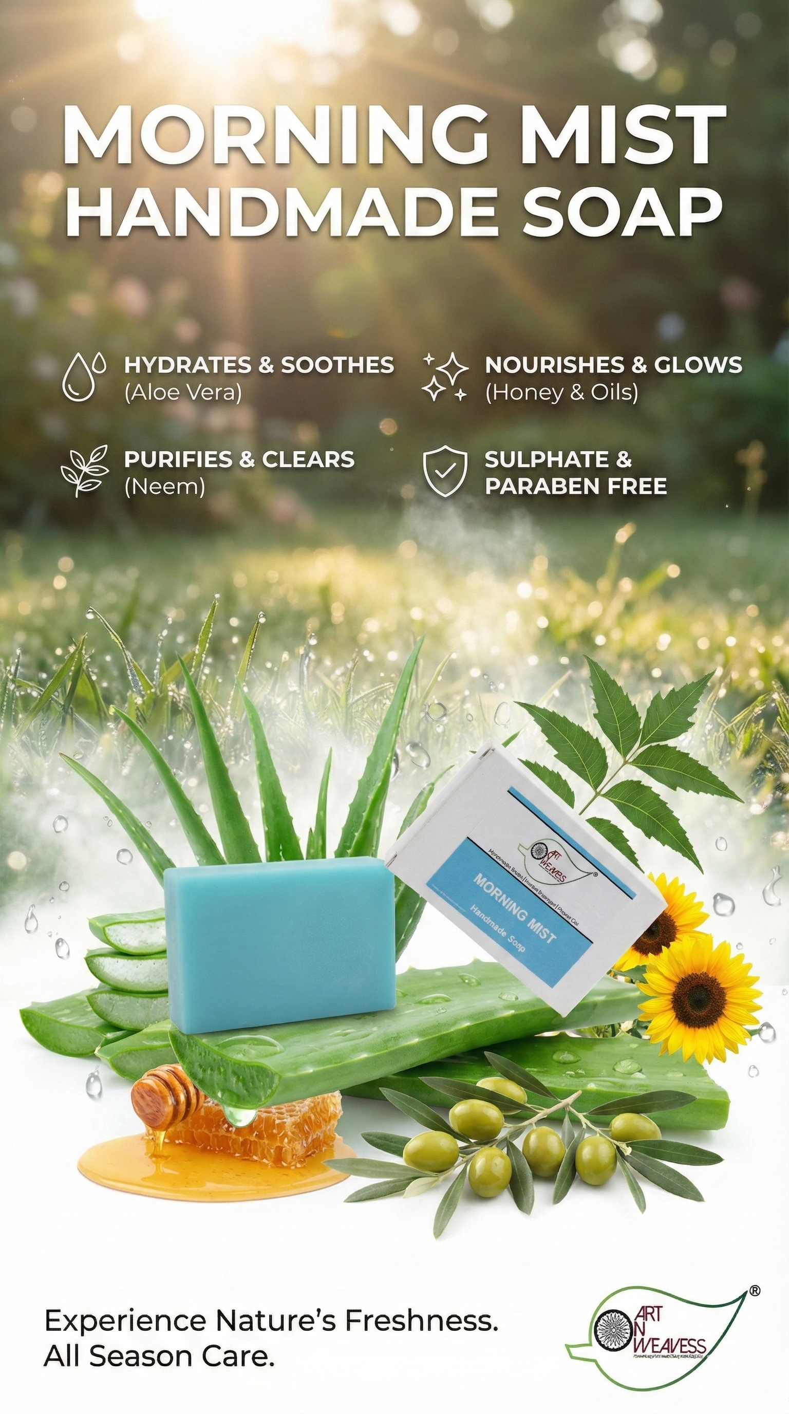 A N W (NON TPT) GLYCERIN MORNING MIST SOAP ( 100. GM ) PACK 3