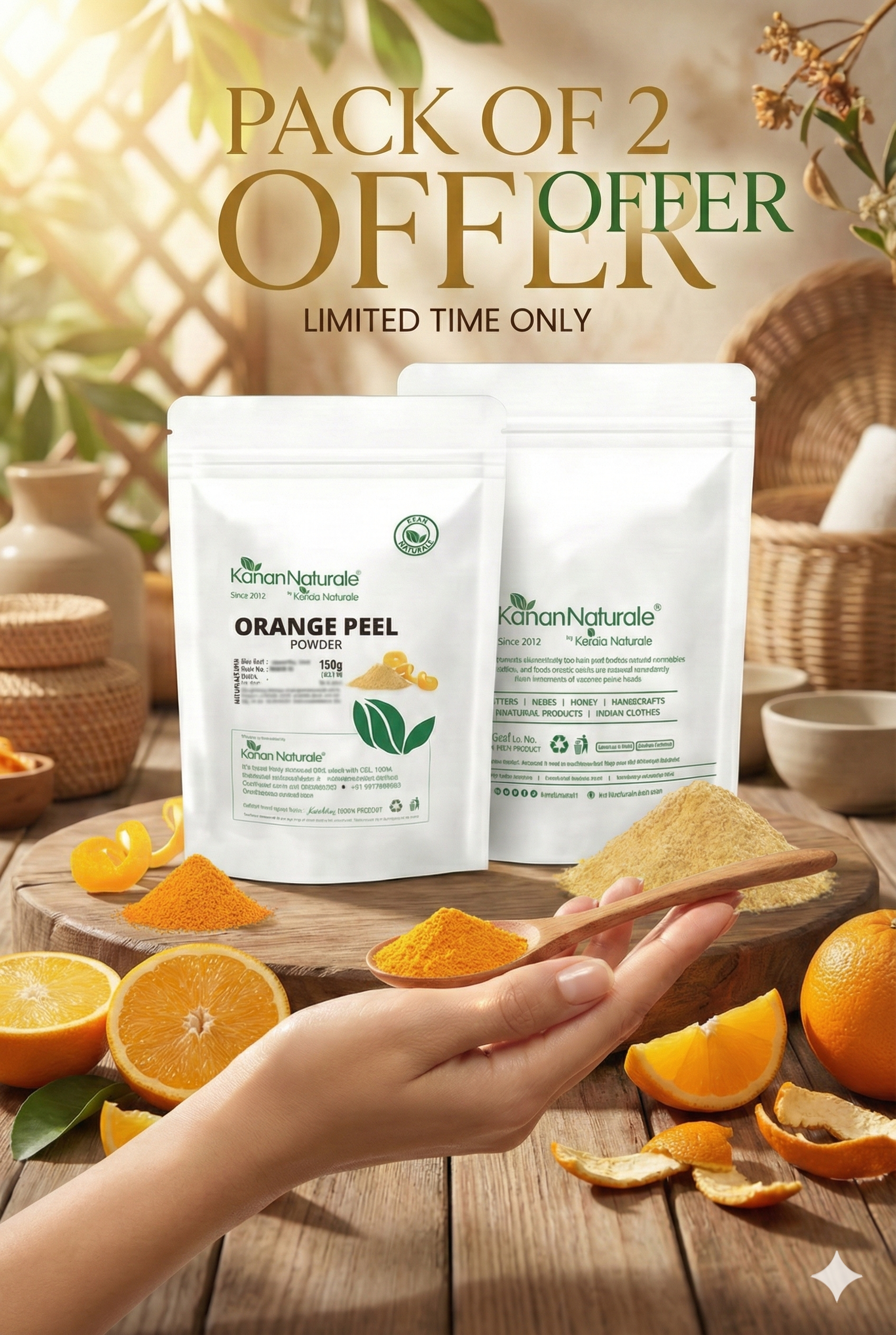 KERALA NATURALS Orange peel powder 100 gm PACK 2