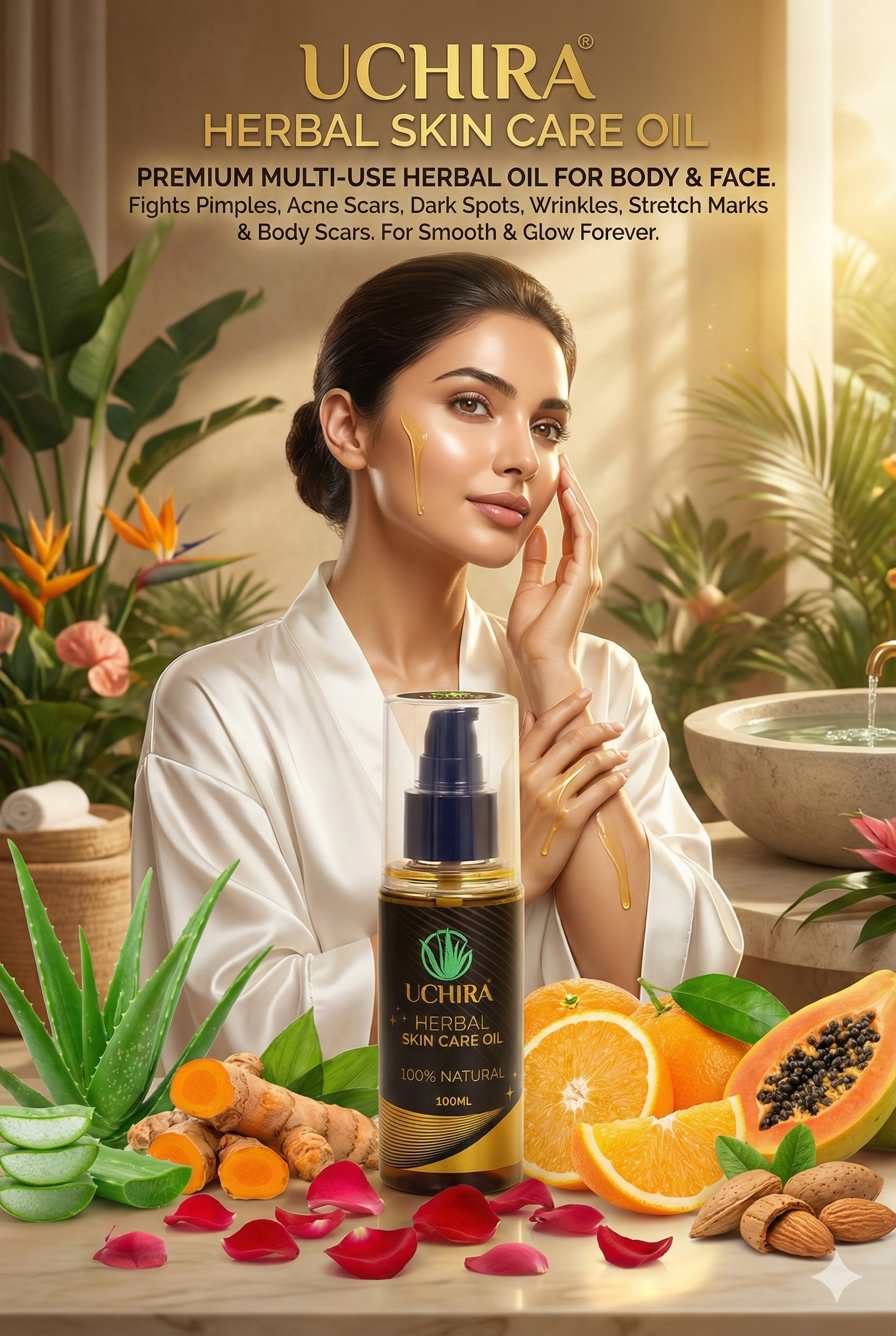 UCHIRA HERBAL SKIN CARE OIL ( 100. ML ) PACK 2