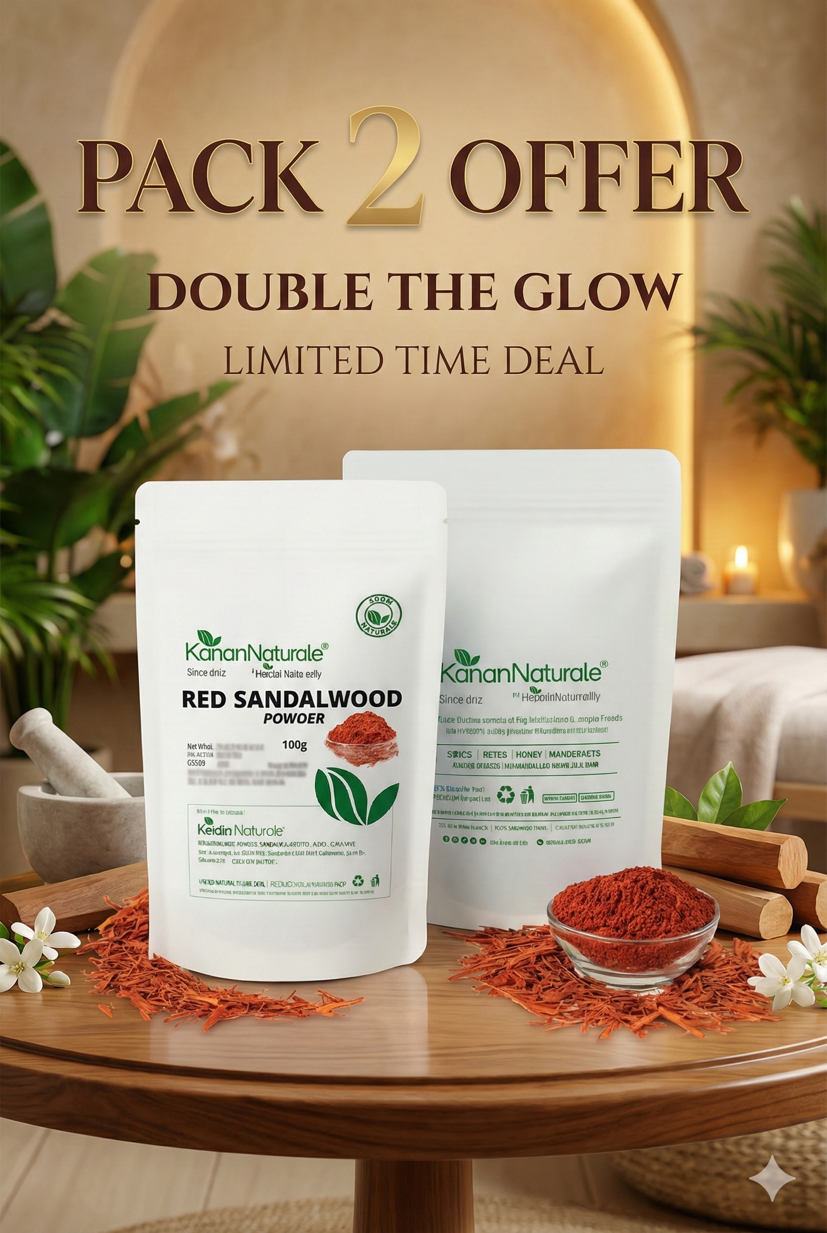 KERALA NATURALS Red sandalwood Powder 100 gm PACK 2