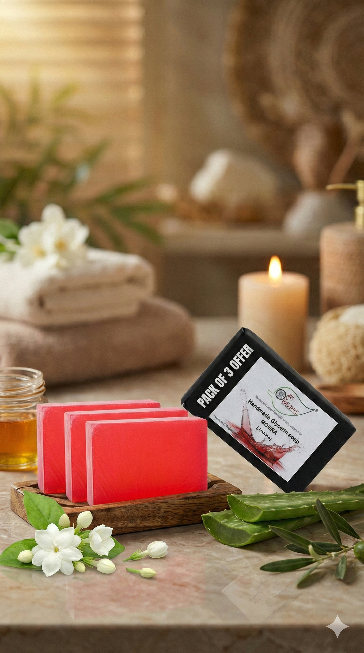 A N W MOGRA GRASS GLYCERINE SOAP ( 100. GM ) PACK 3