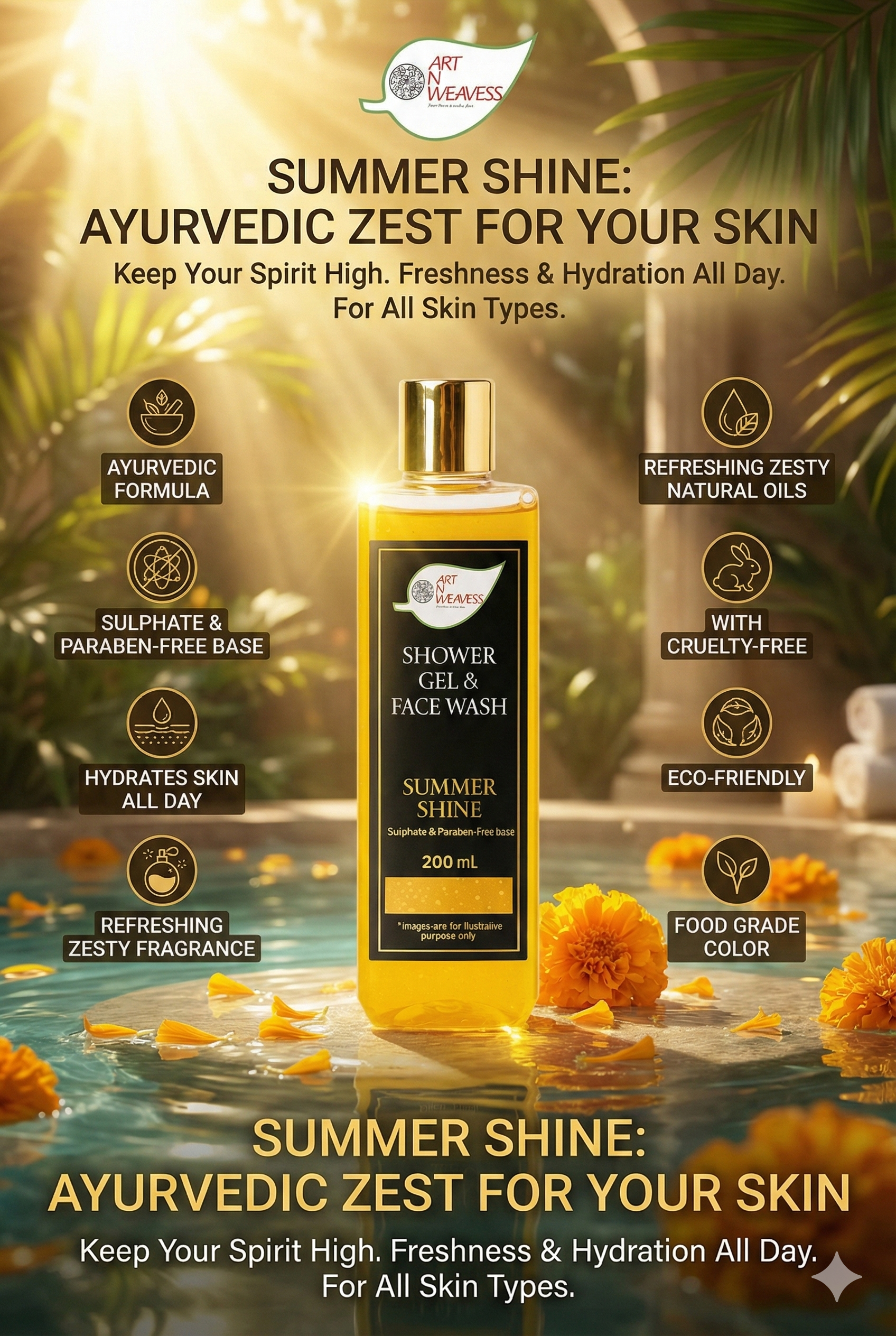 A N W SUMMER SHINE SHOWER GEL ( 200. ML )