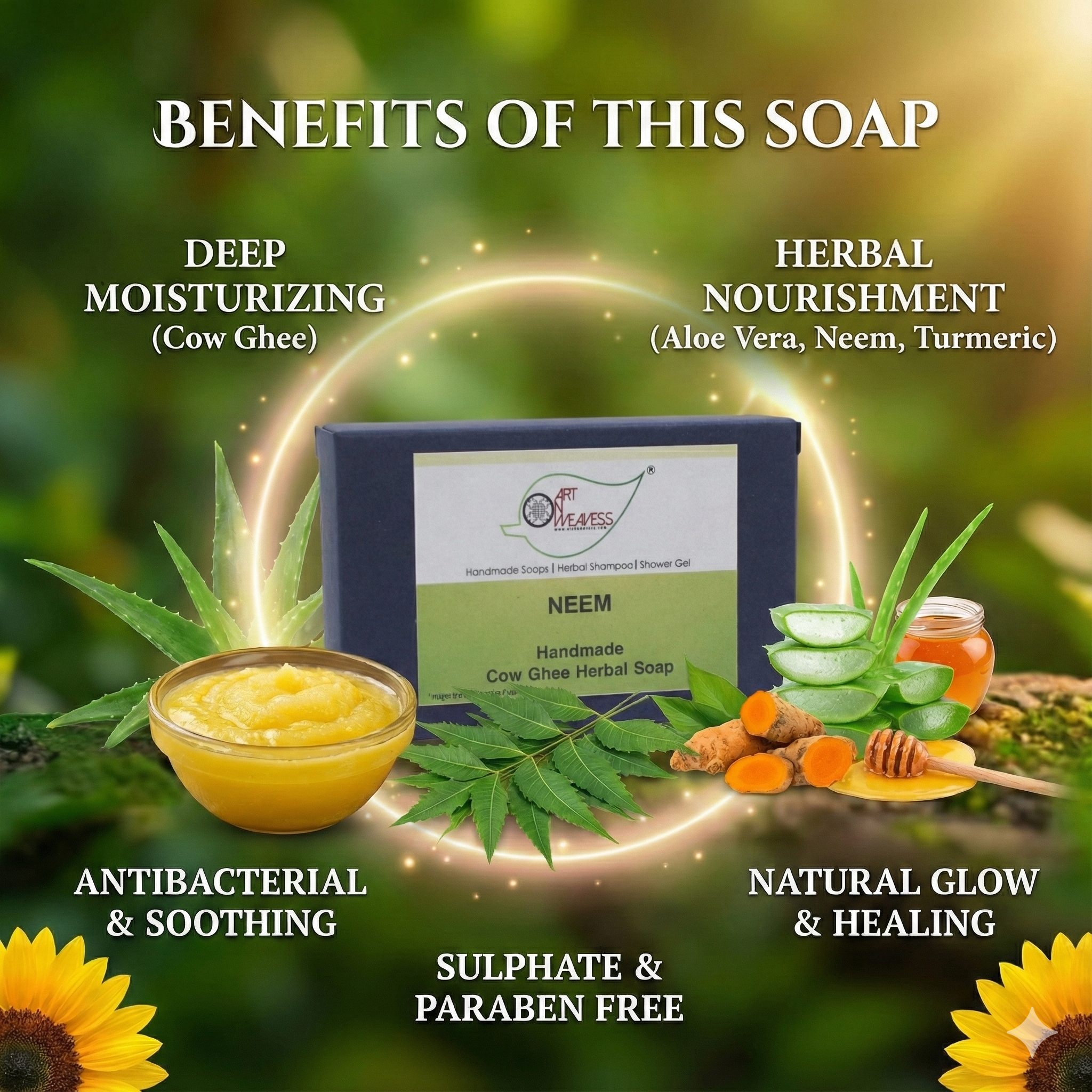 A W N Neem Cow Ghee Herbal Soap (100.GM) PACK 3