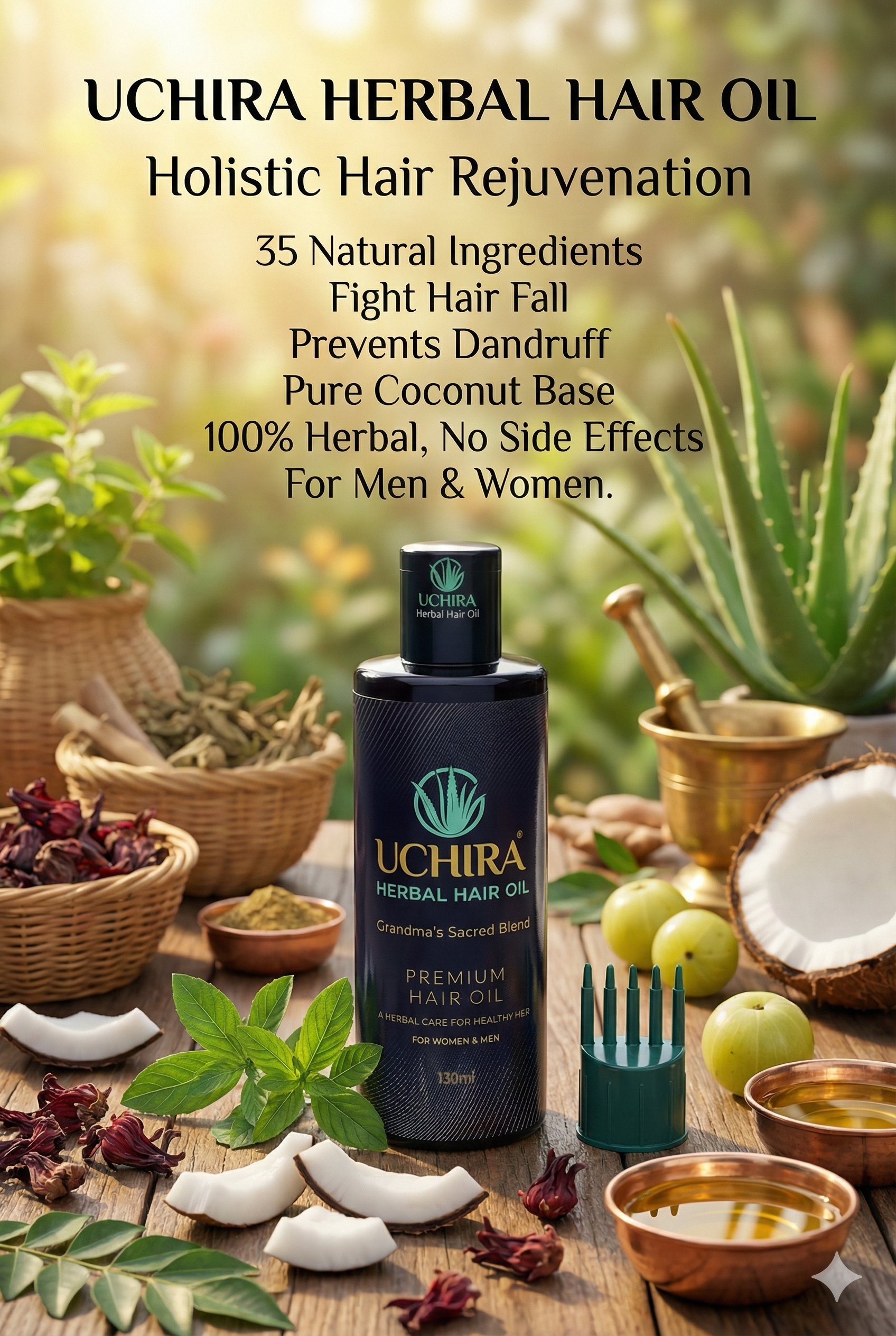 Uchira Herbal Hair Oil ( 130. ML ) PACK 2