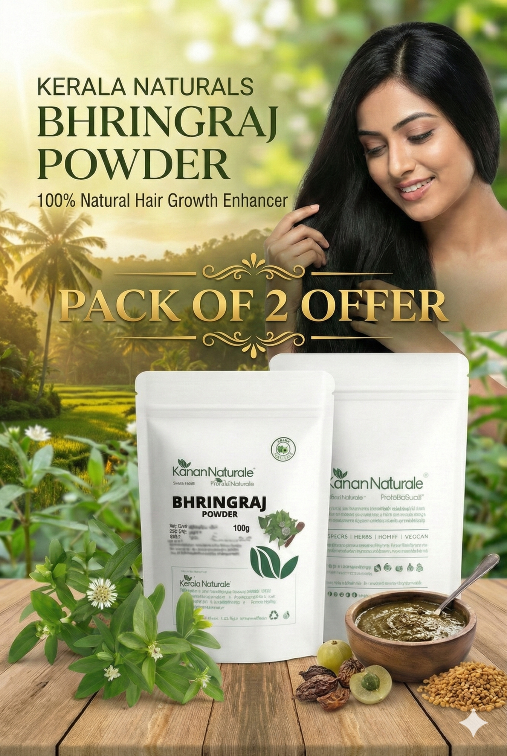 KERALA NATURALS Bhringraj Powder 100 gm pack 2