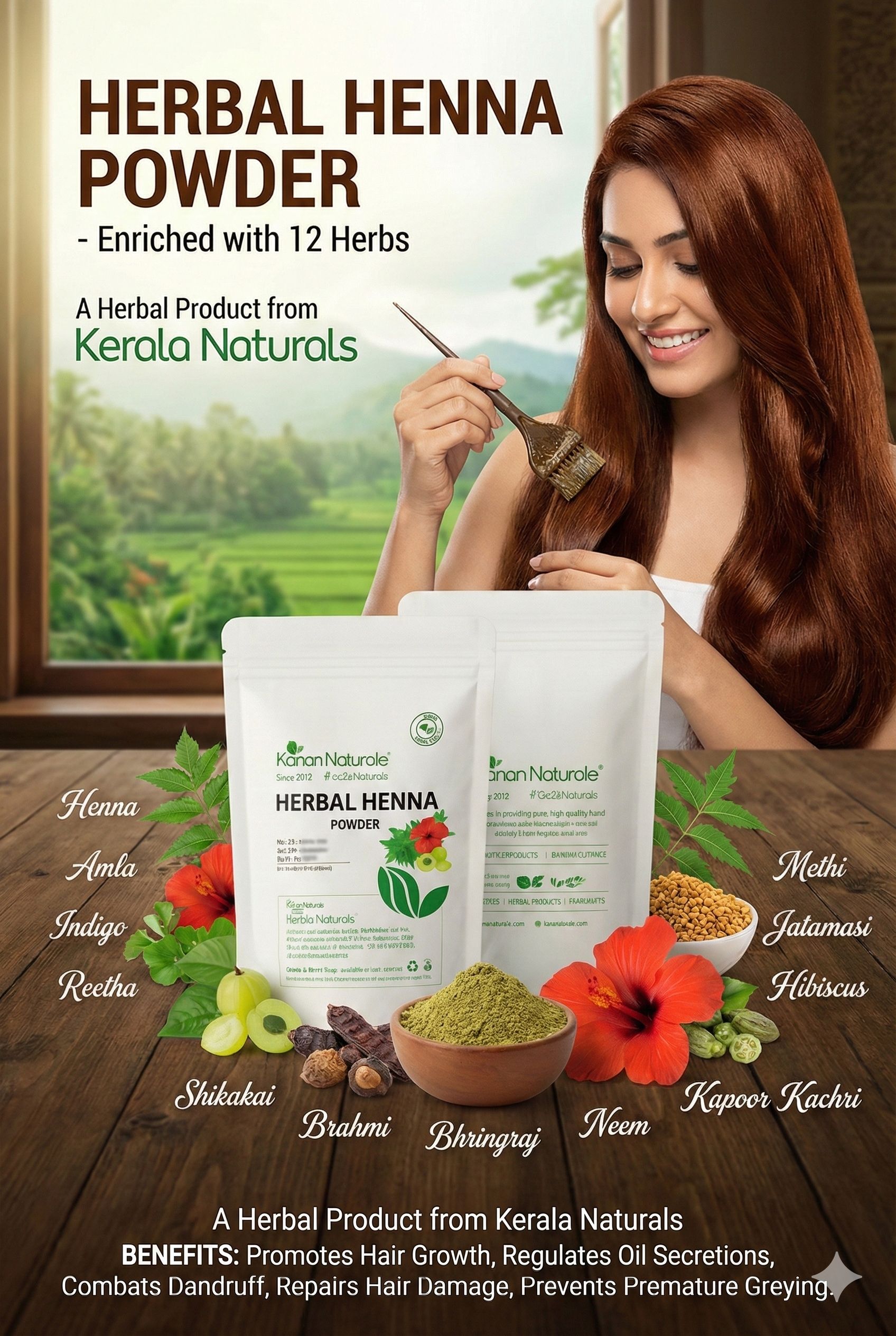 kerala naturals Herbal Henna Powder -100 gm pack 2