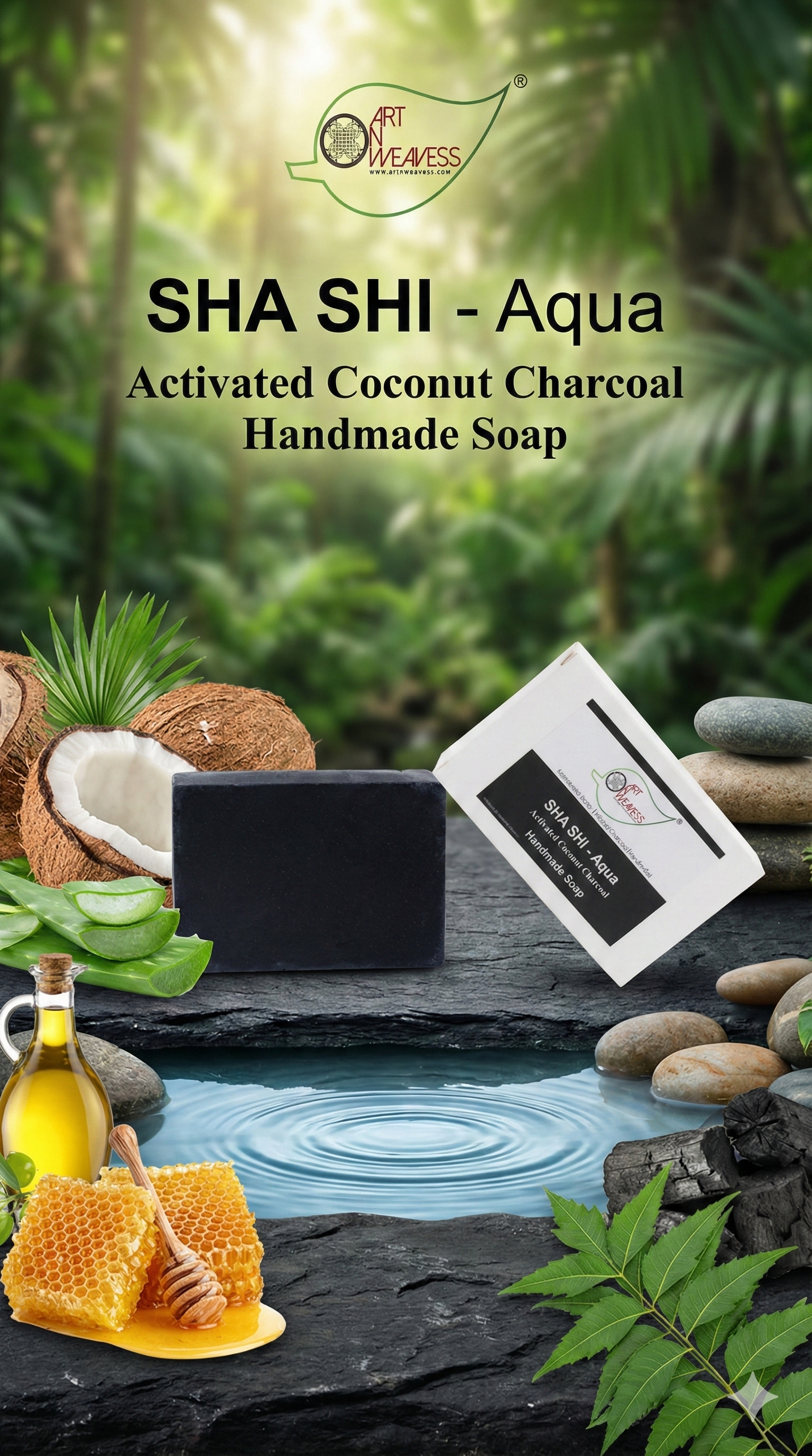 A N W (NON TPT) GLYCERIN CHARCOLE AQUA SOAP. ( 100.GM ) PACK 3