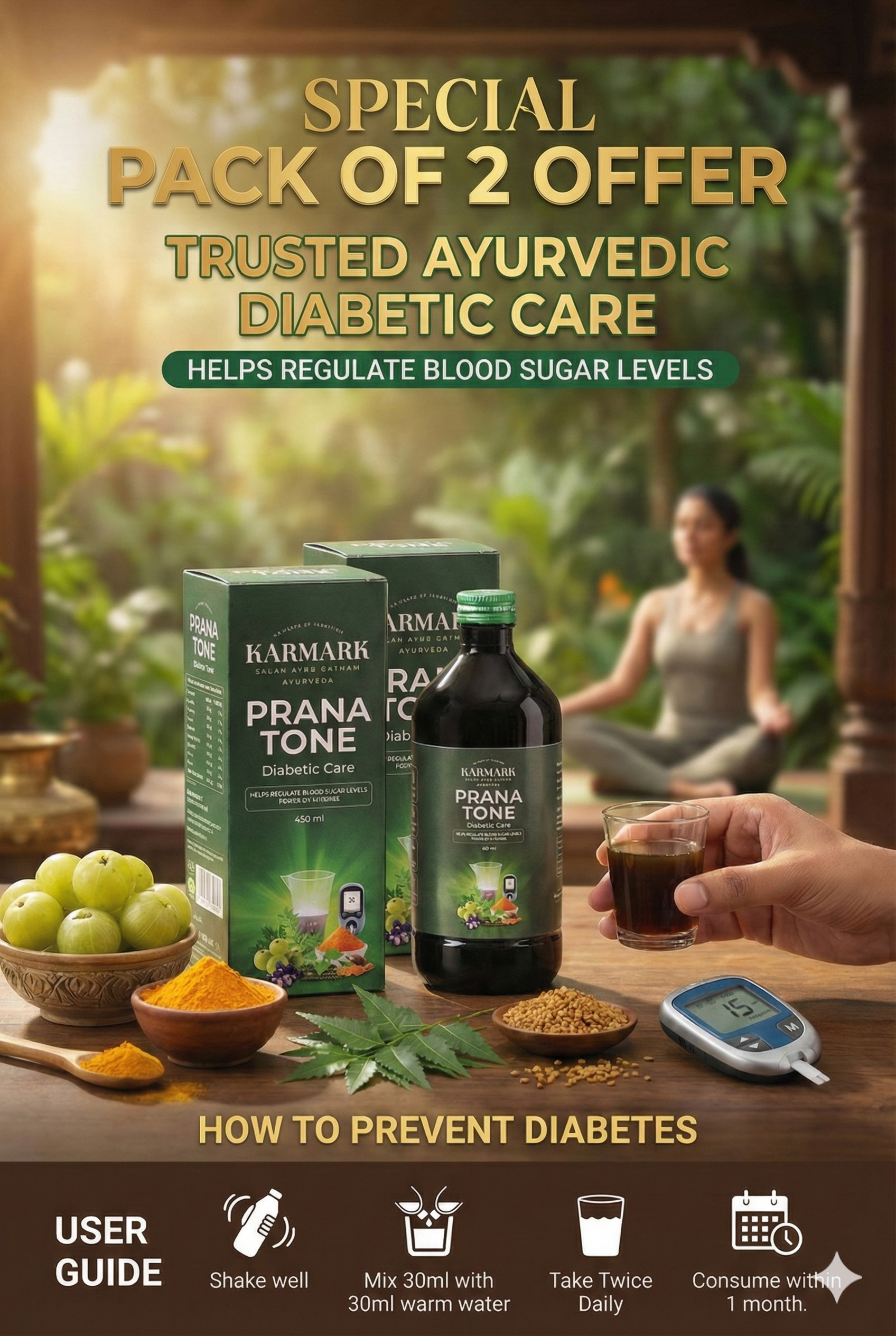 KARMARK Prana Tone for Diabetic care (450. ML ) PACK 2