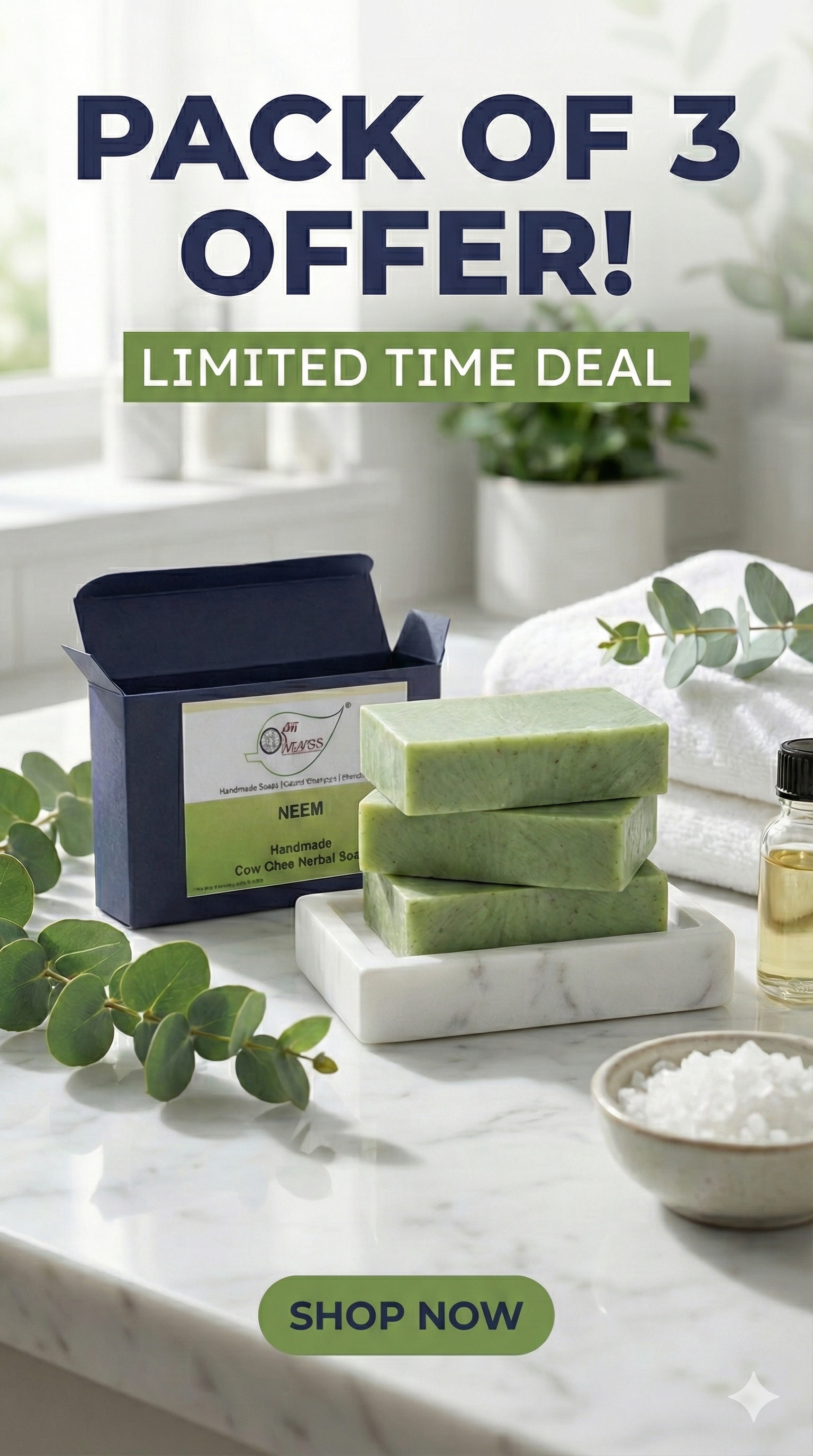 A W N Neem Cow Ghee Herbal Soap (100.GM) PACK 3