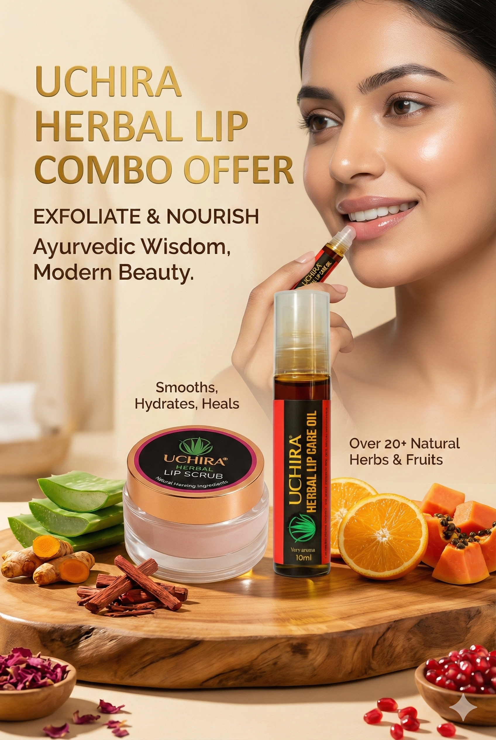 UCHIRA HERBAL LIP CARE OIL+ UCHIRA HERBAL LIP SCRUB OFFER